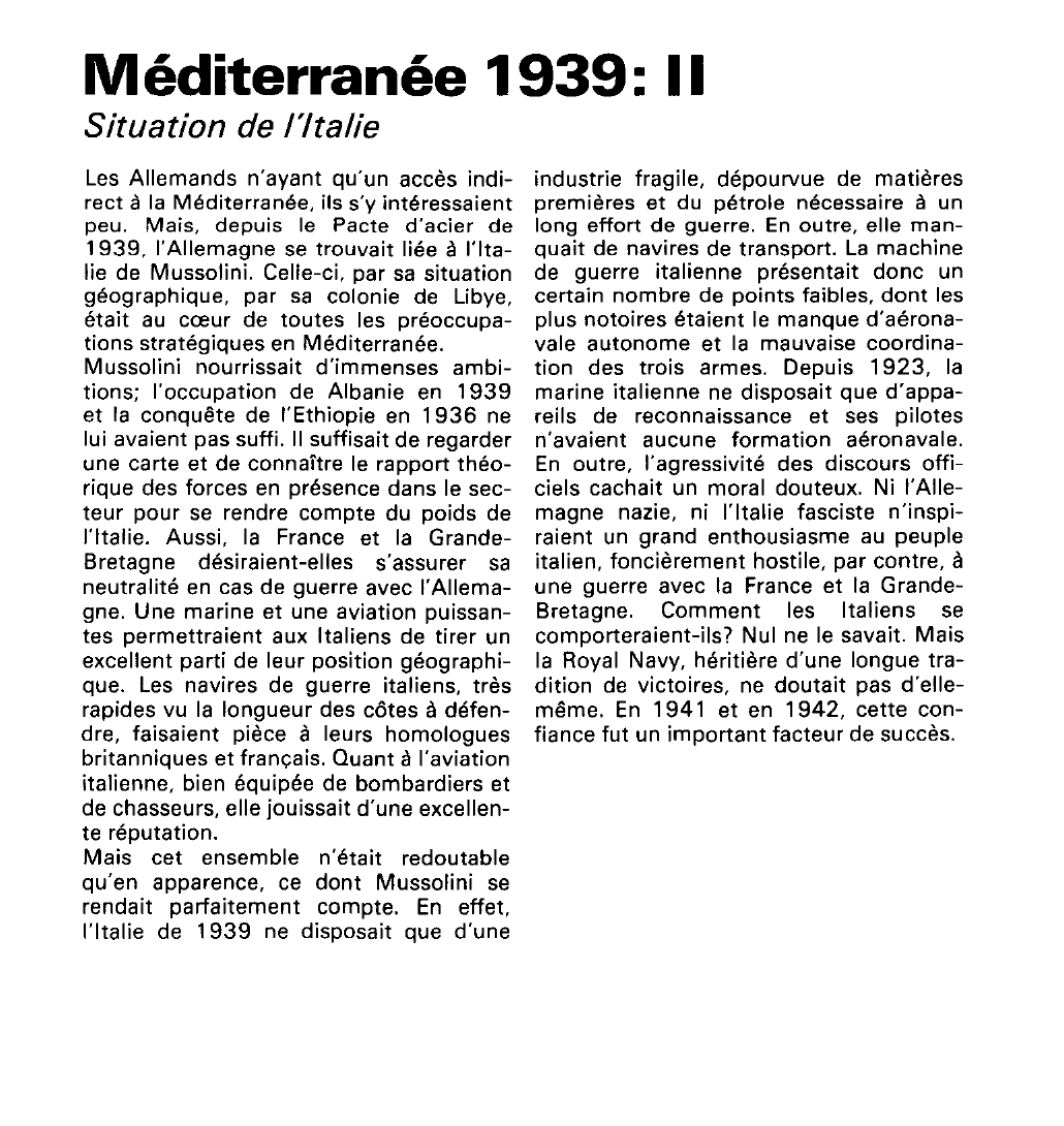 Prévisualisation du document Méditerranée 1939: (seconde guerre mondiale).