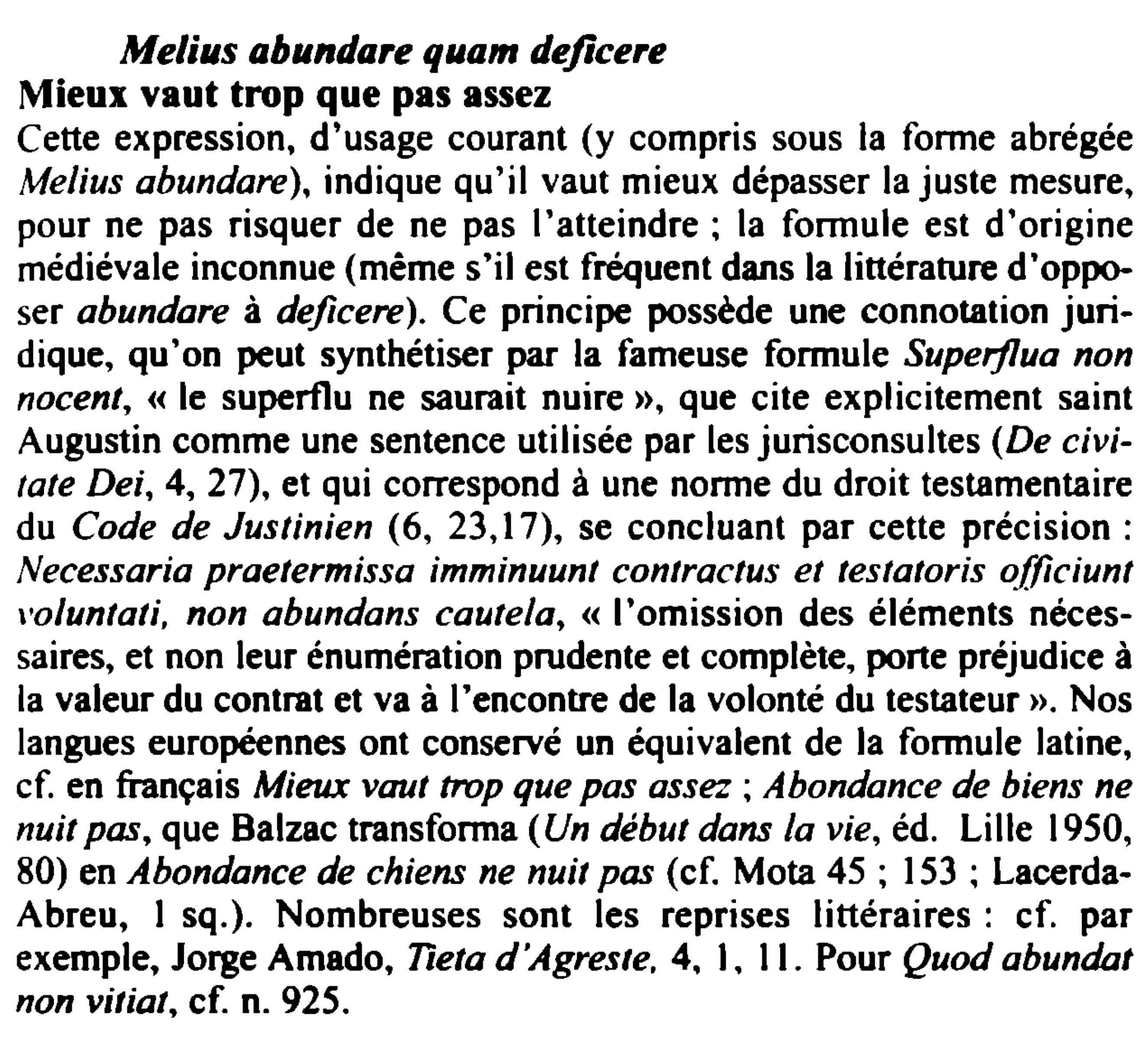 Prévisualisation du document Melius abundare quam deficere