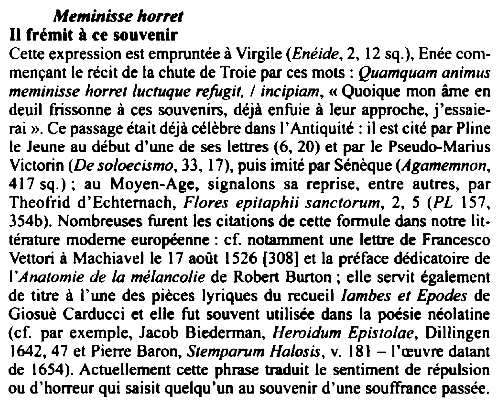 Prévisualisation du document Meminisse horret