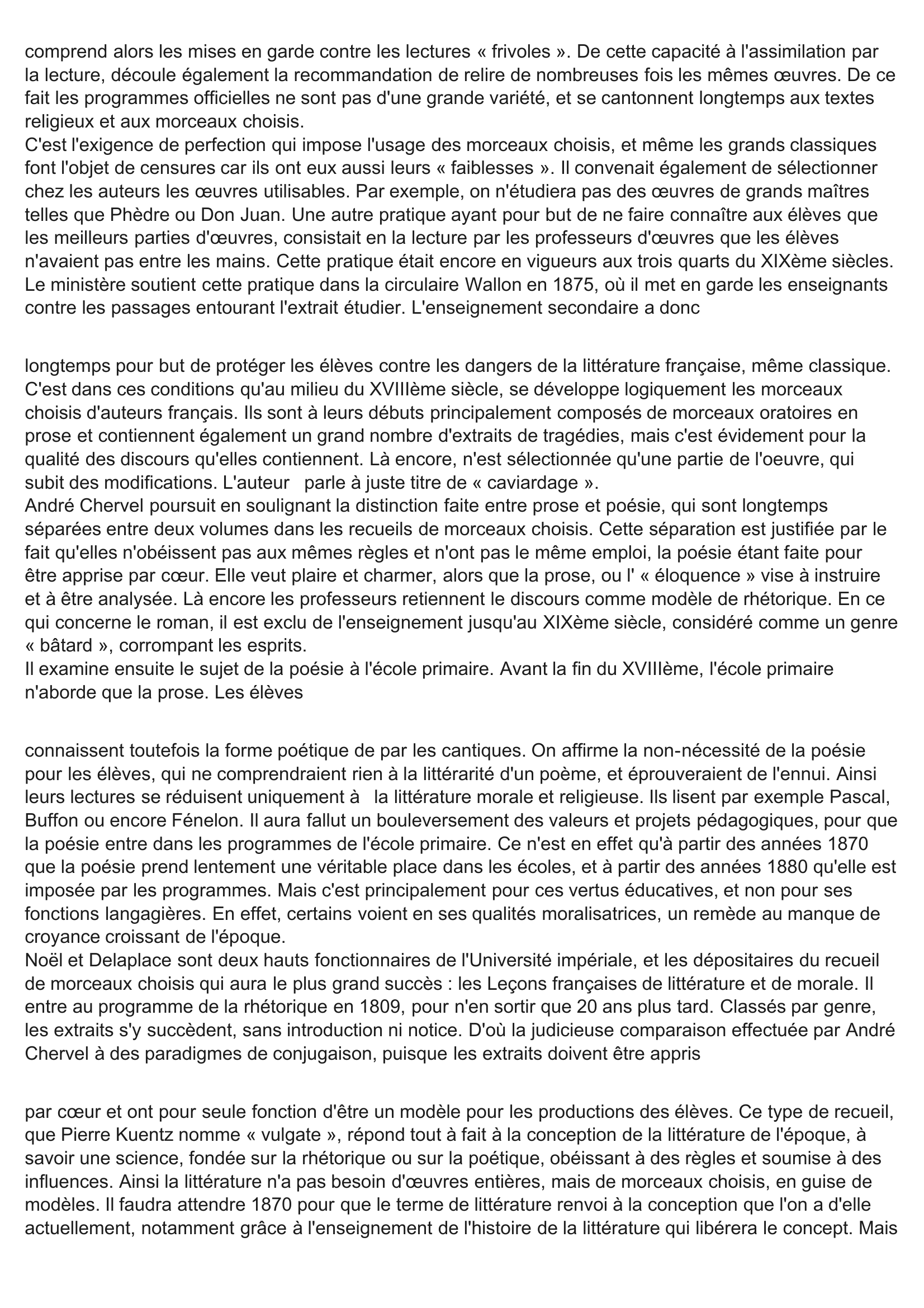 Prévisualisation du document Mémoire sur un extrait de l'Histoire de l'enseignement du Français du XVIIème au XXème siècle, d'André Chervel.
