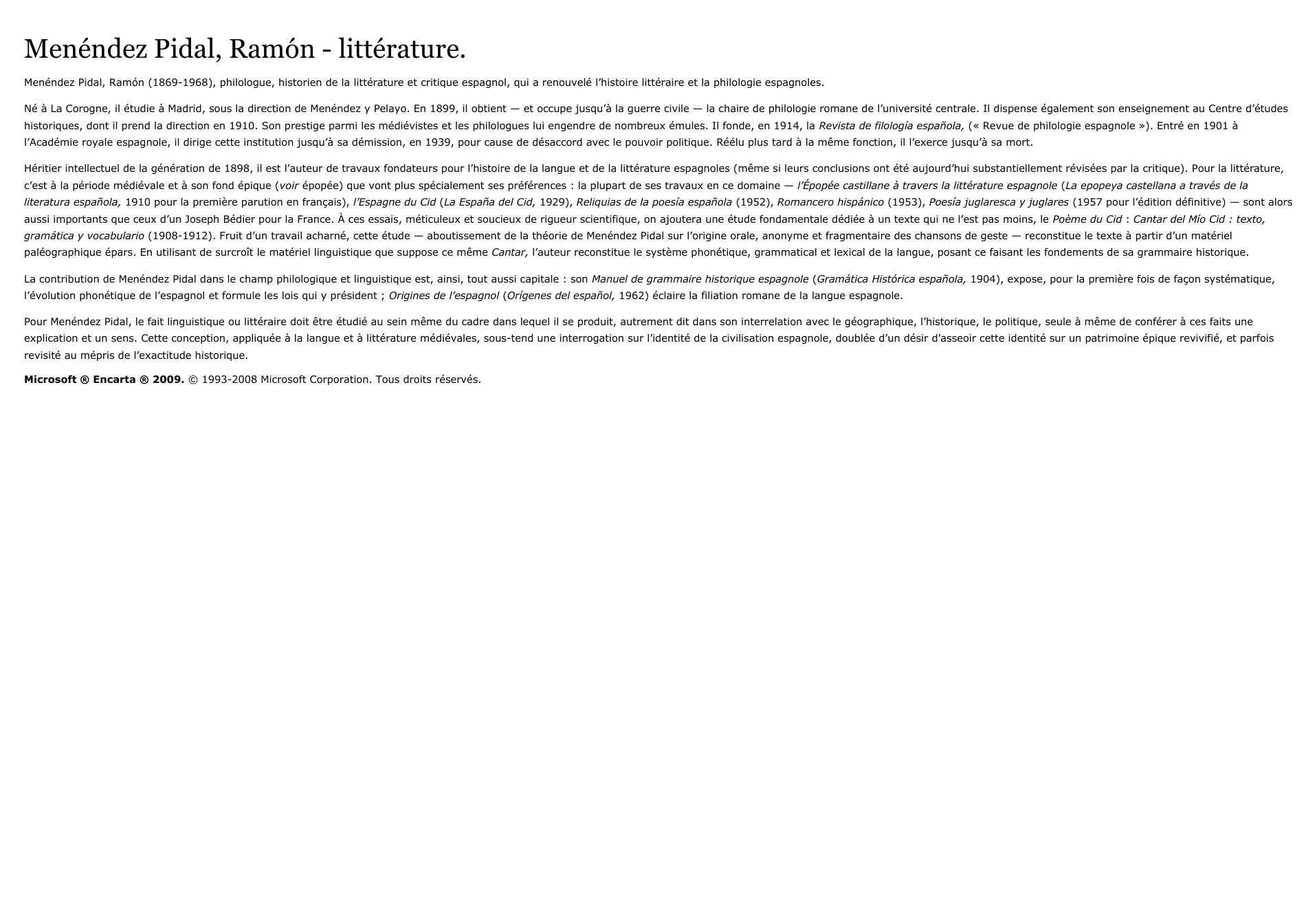Prévisualisation du document Menéndez Pidal, Ramón - littérature.
