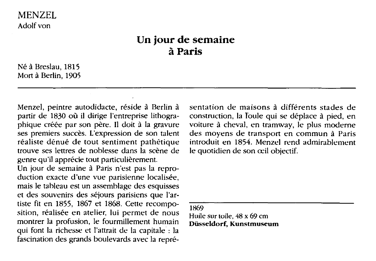 Prévisualisation du document MENZEL Adolf von : Un jour de semaine à Paris