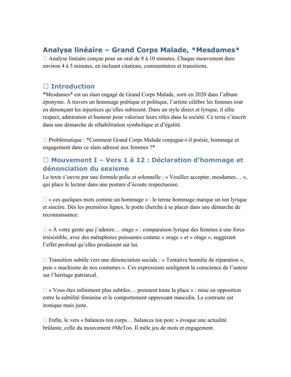 Prévisualisation du document Mesdames lecture linéaire