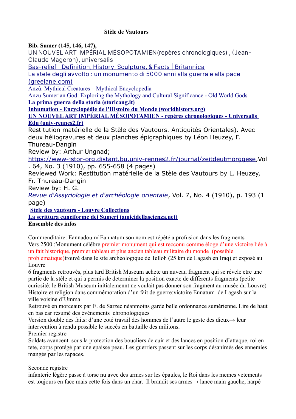 Prévisualisation du document Mésopotamie: Stèle de Vautours