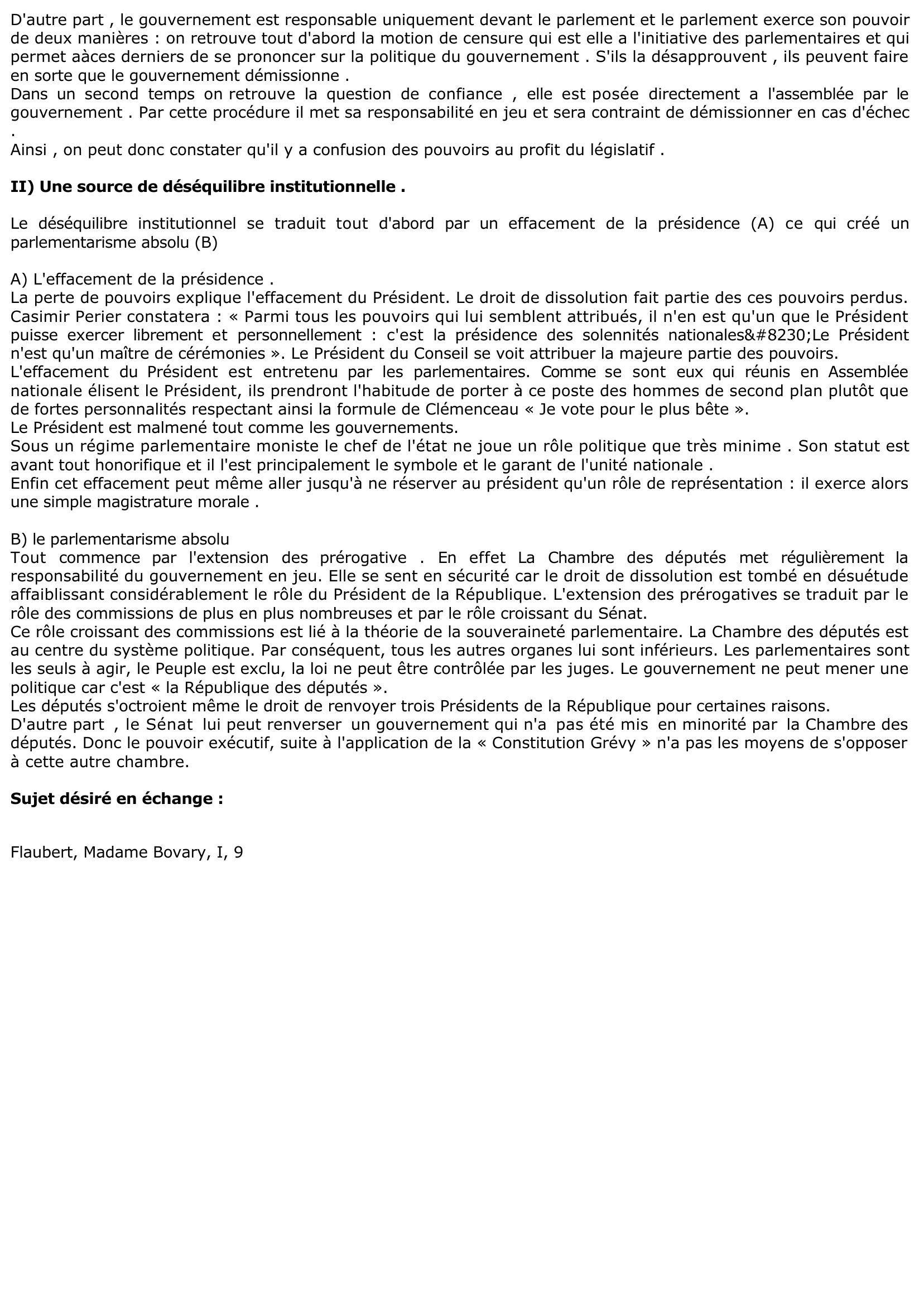 Prévisualisation du document Message au Sénat du Président de la République, Jules Grévy. Droit.