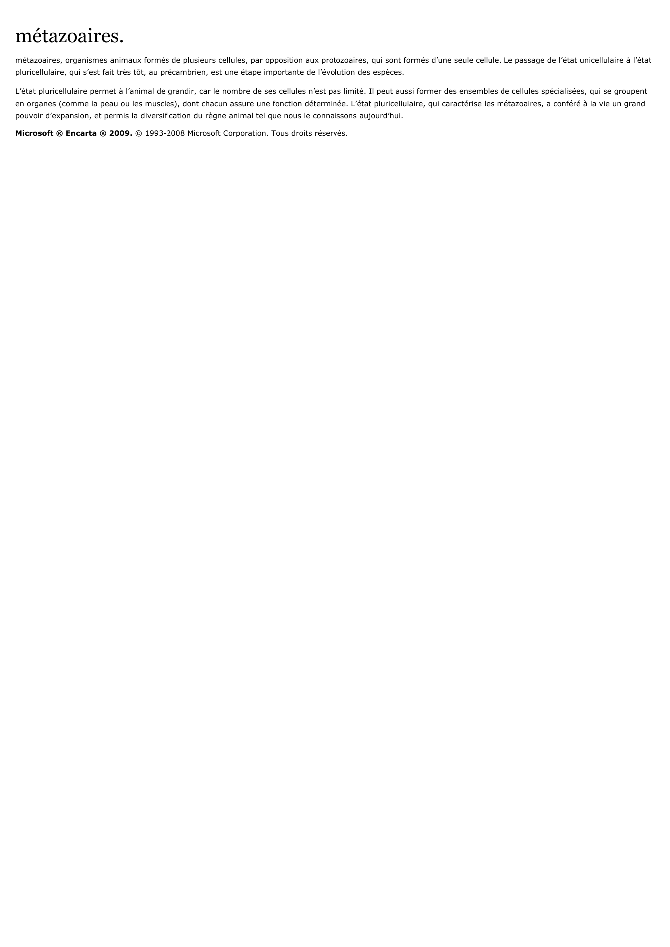 Prévisualisation du document métazoaires.