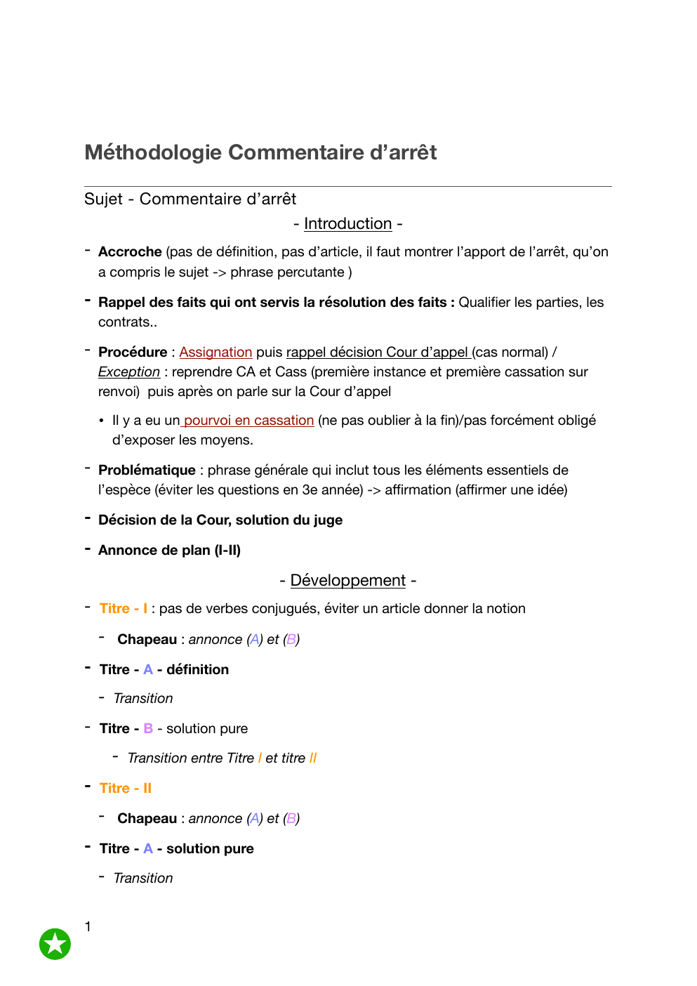 Prévisualisation du document Méthode commentaire d’arrêt et d’article