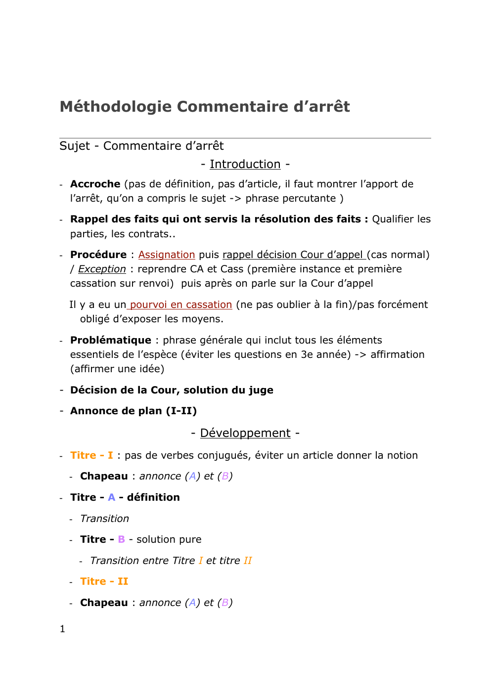 Prévisualisation du document Méthode commentaire d’arrêt et d’article