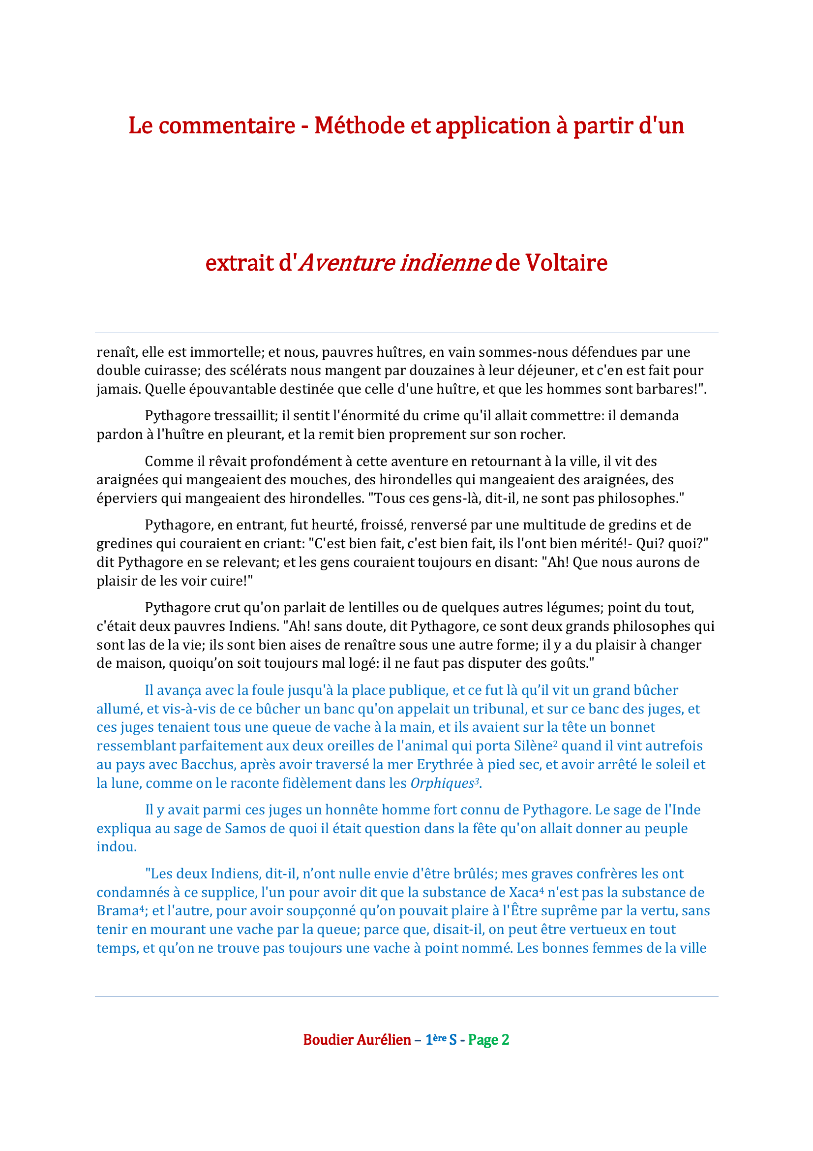 Prévisualisation du document Méthode de commentaire : extrait d'Aventure indienne de Voltaire