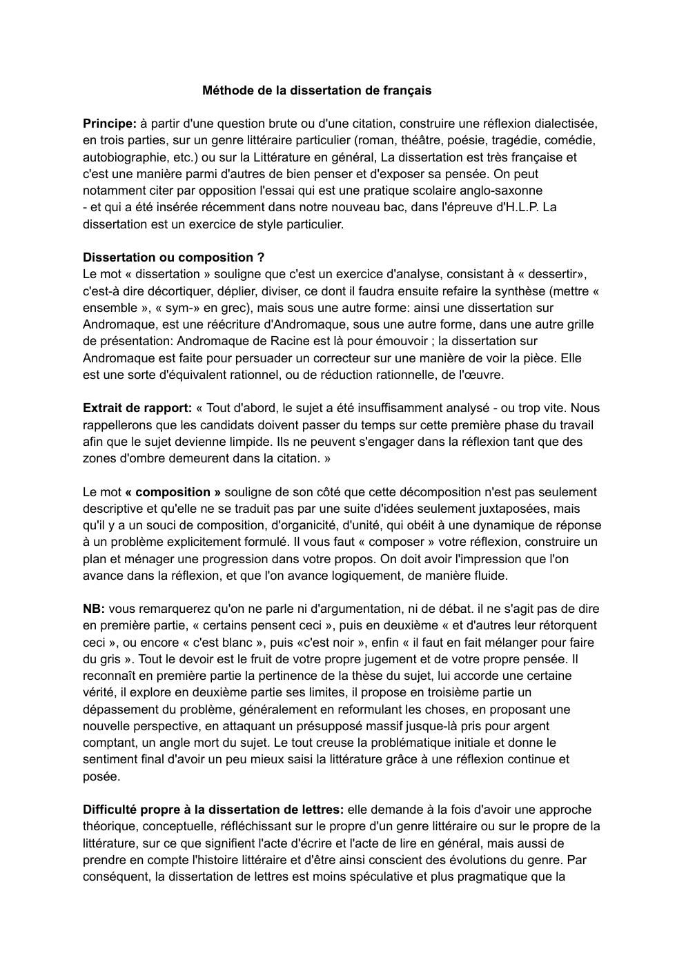 Prévisualisation du document Méthode de la dissertation prépa AL