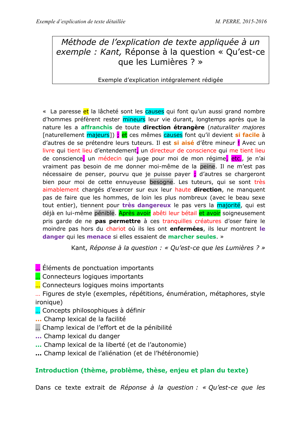 Prévisualisation du document Méthode de l’explication de texte appliquée à un exemple : Kant, Réponse à la question « Qu’est-ce que les Lumières ? »