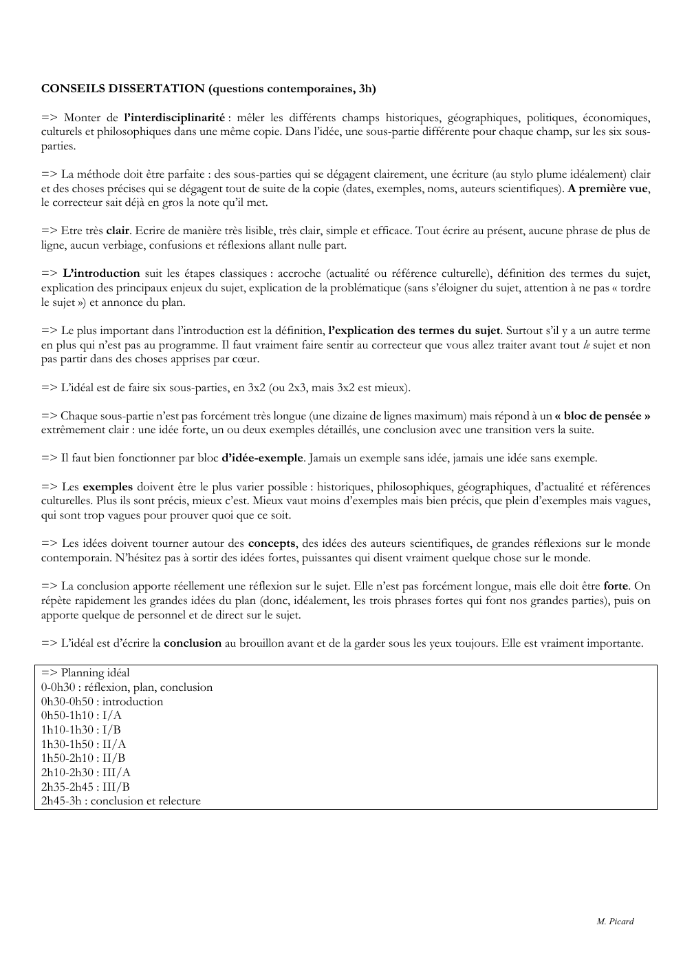 Prévisualisation du document Méthode et plan iep CONSEILS DISSERTATION (questions contemporaines, 3h)