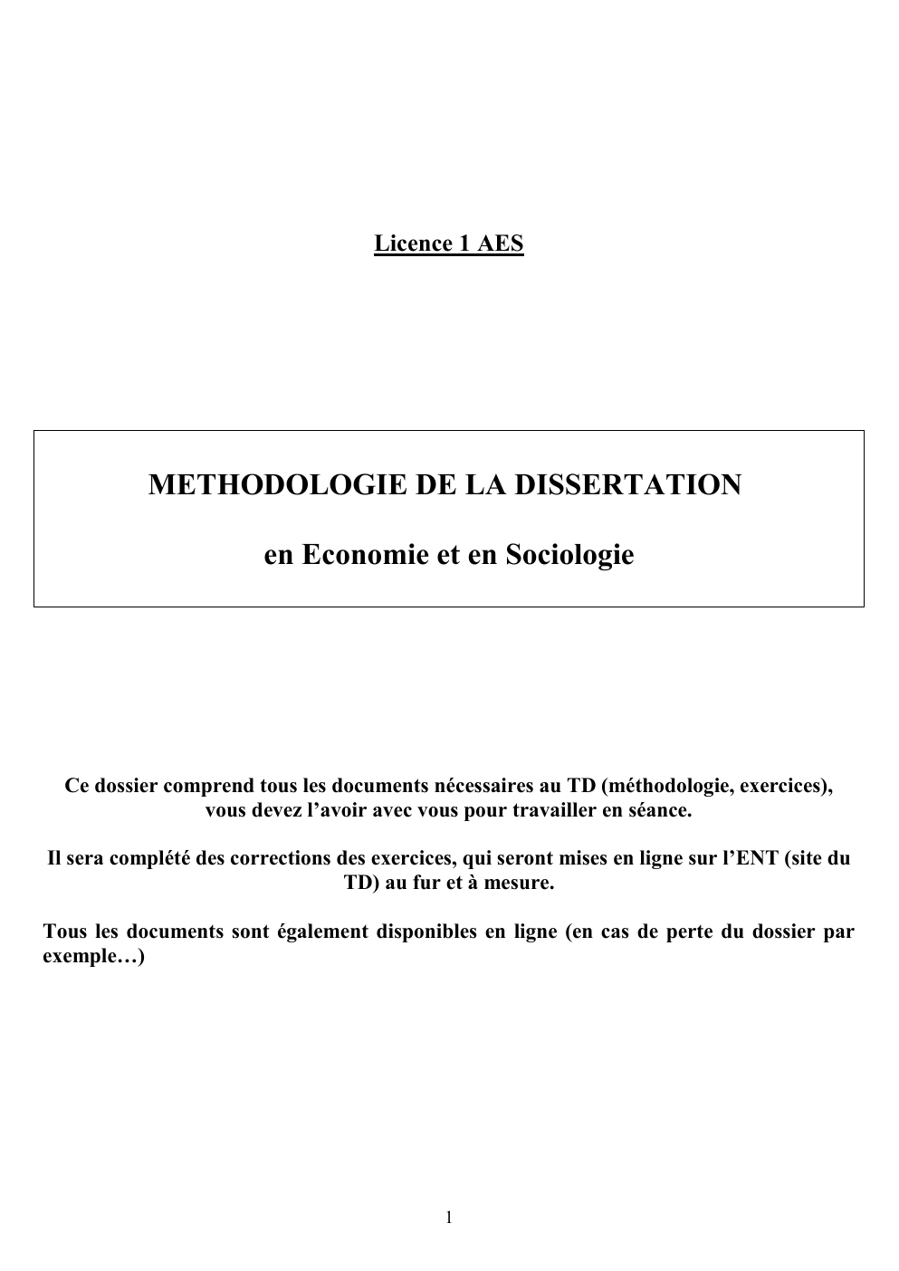 Prévisualisation du document METHODOLOGIE DE LA DISSERTATION en Economie et en Sociologie