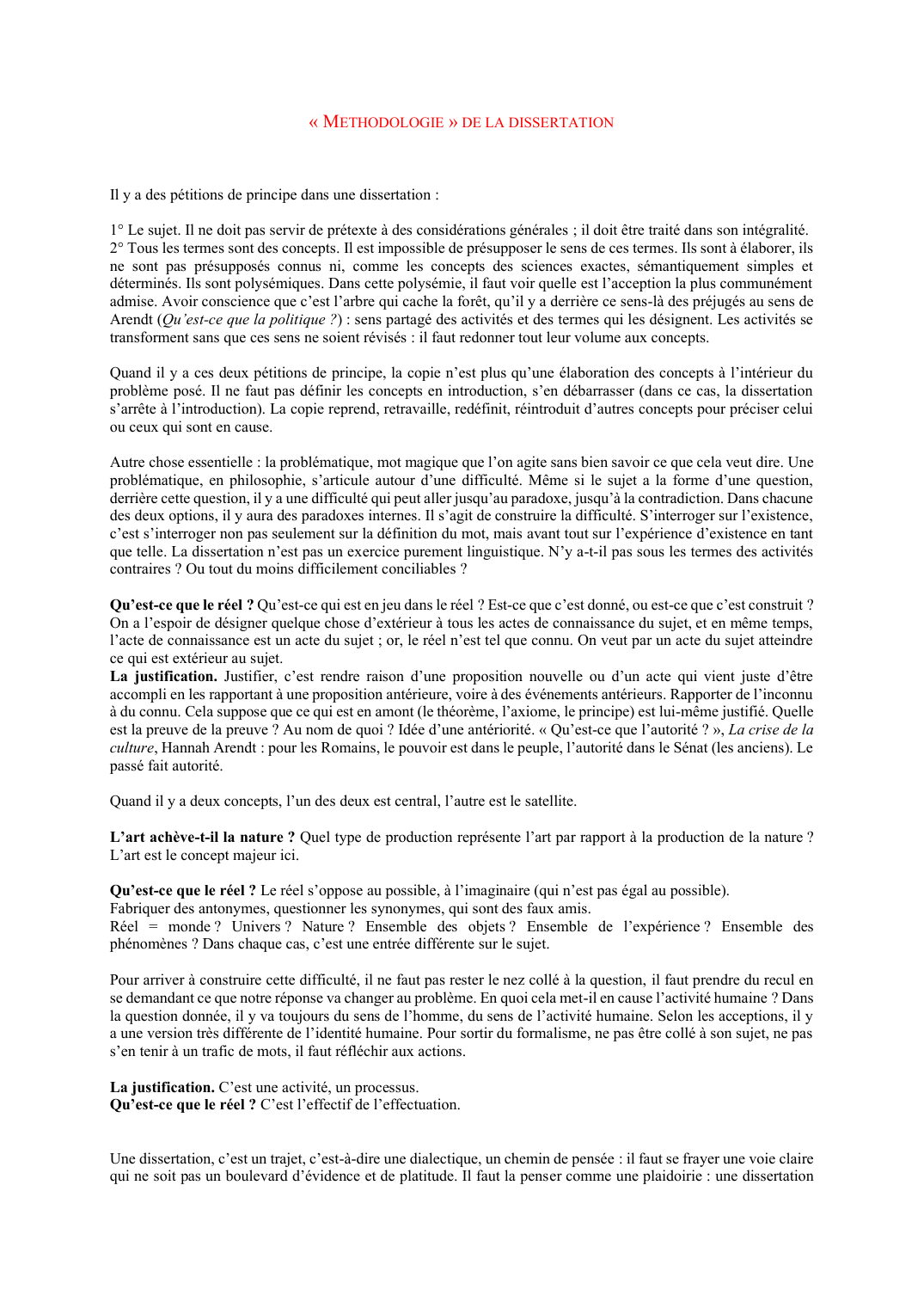 Prévisualisation du document "Méthodologie" de la dissertation philo