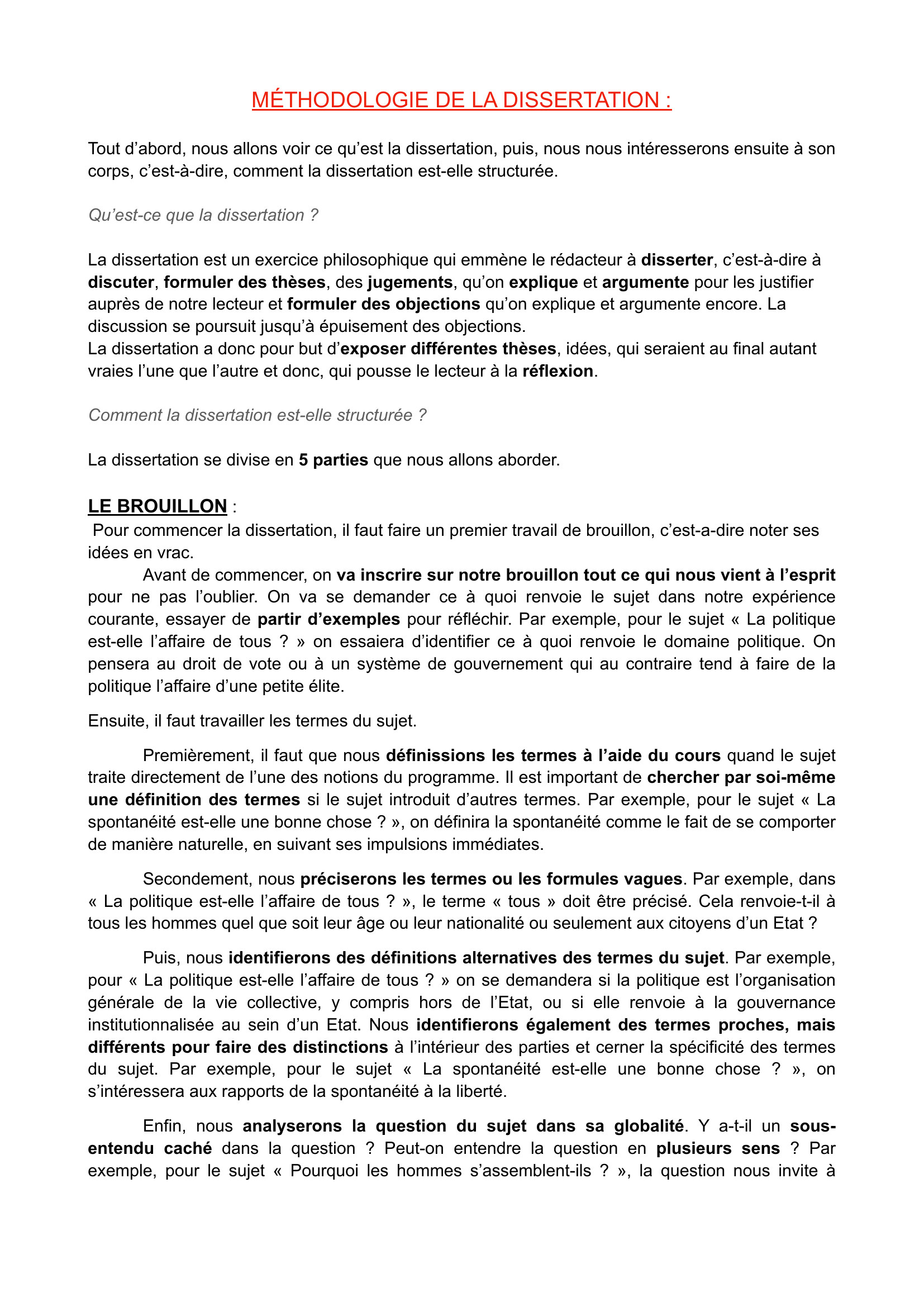 Prévisualisation du document MÉTHODOLOGIE DE LA DISSERTATION : philo