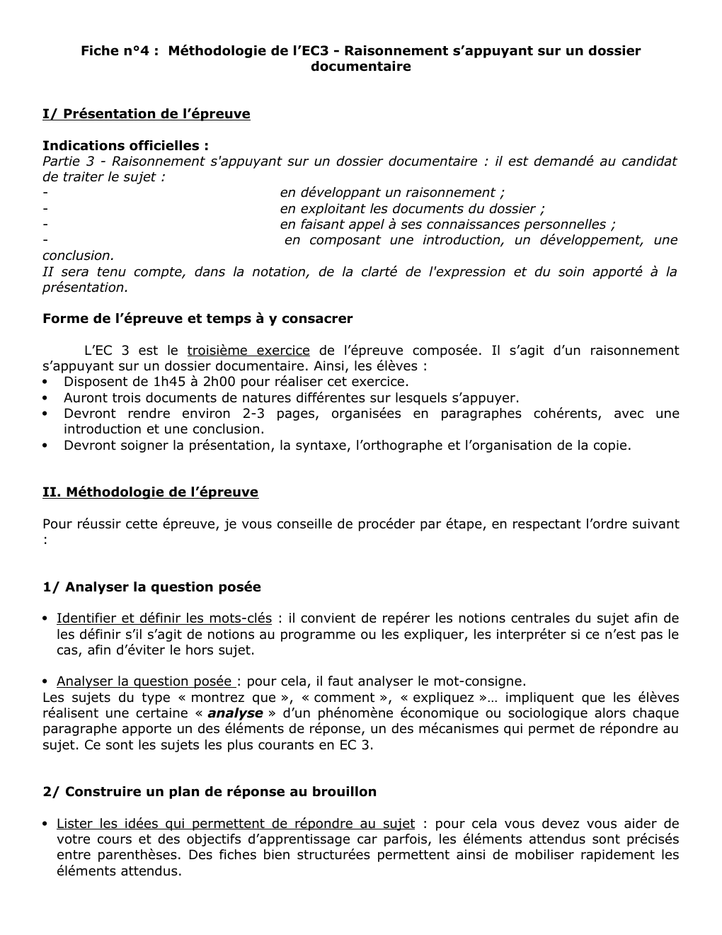 Prévisualisation du document méthodologie de l'EC3 en SES: Fiche n°4 : Méthodologie de l’EC3 - Raisonnement s’appuyant sur un dossier documentaire