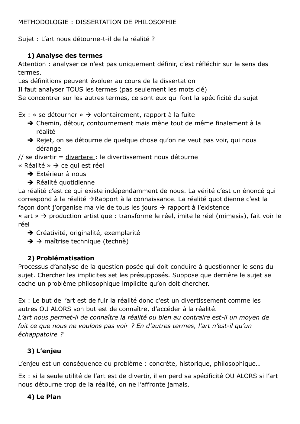 Prévisualisation du document Méthodologie de philo
