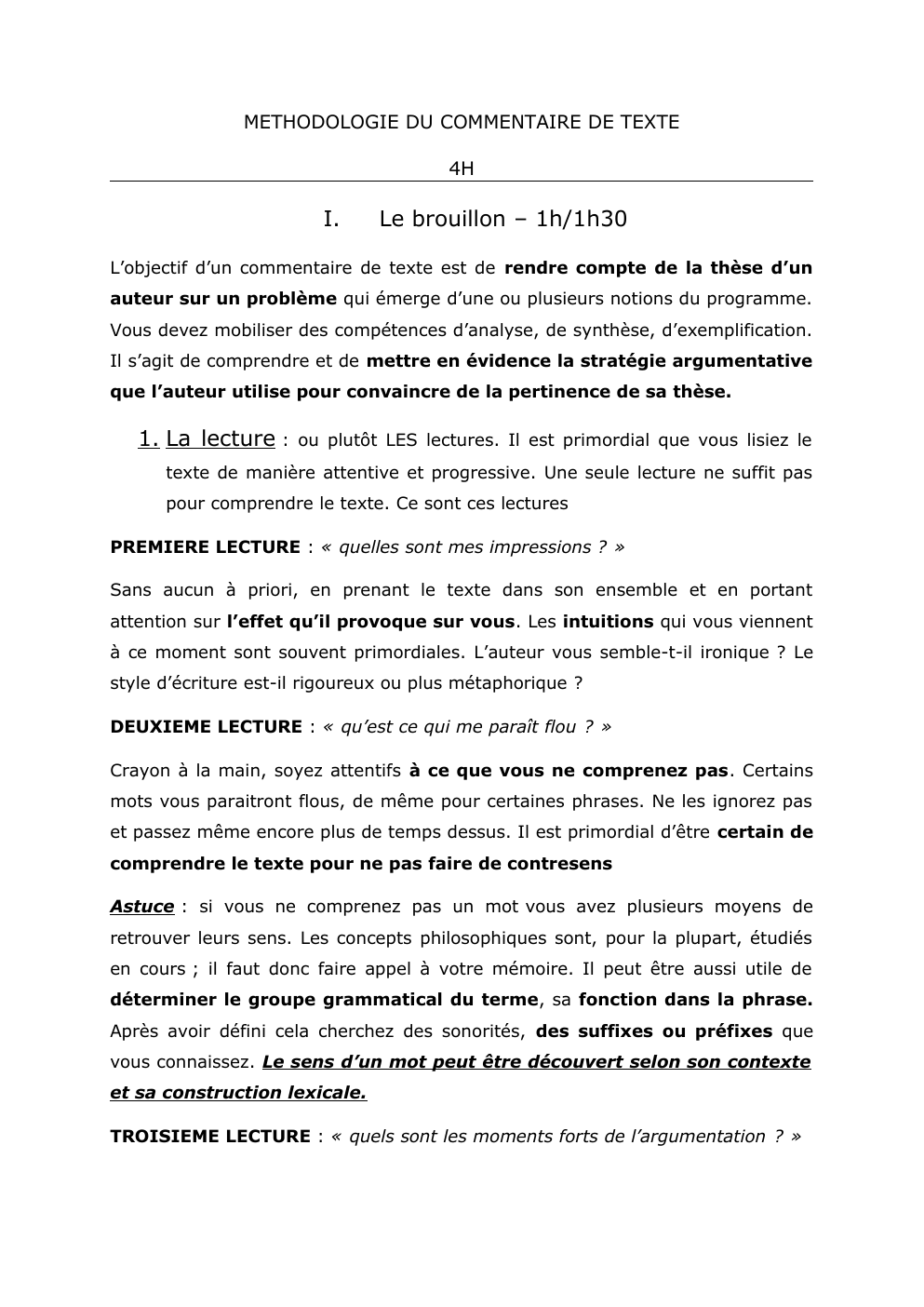 Prévisualisation du document METHODOLOGIE DU COMMENTAIRE DE TEXTE EN PHILO