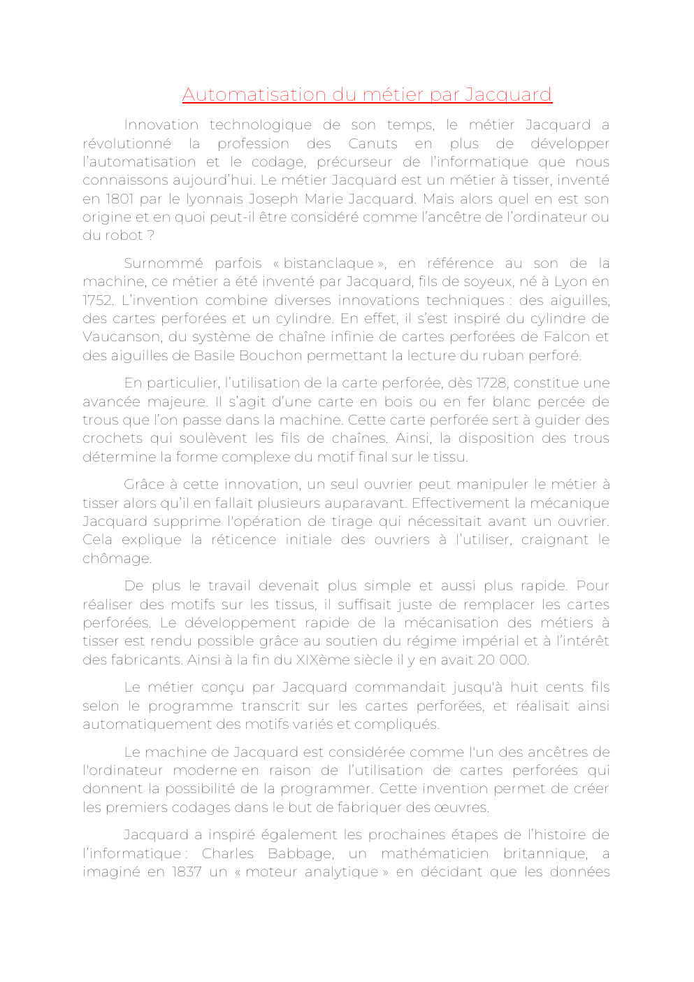 Prévisualisation du document Métier Jacquard