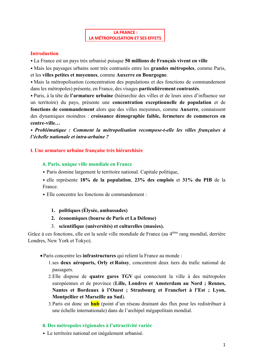 Prévisualisation du document METROPOLISATION FRANCE cours