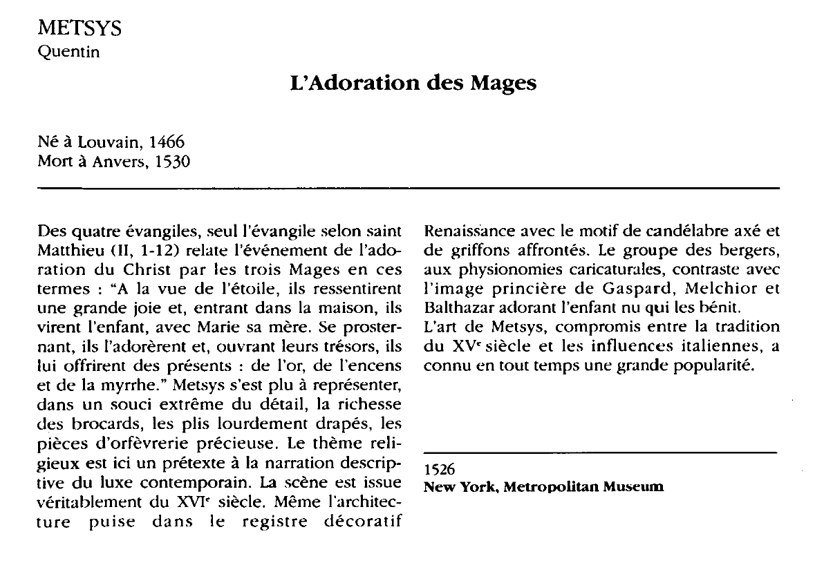 Prévisualisation du document METSYS Quentin : L'Adoration des Mages