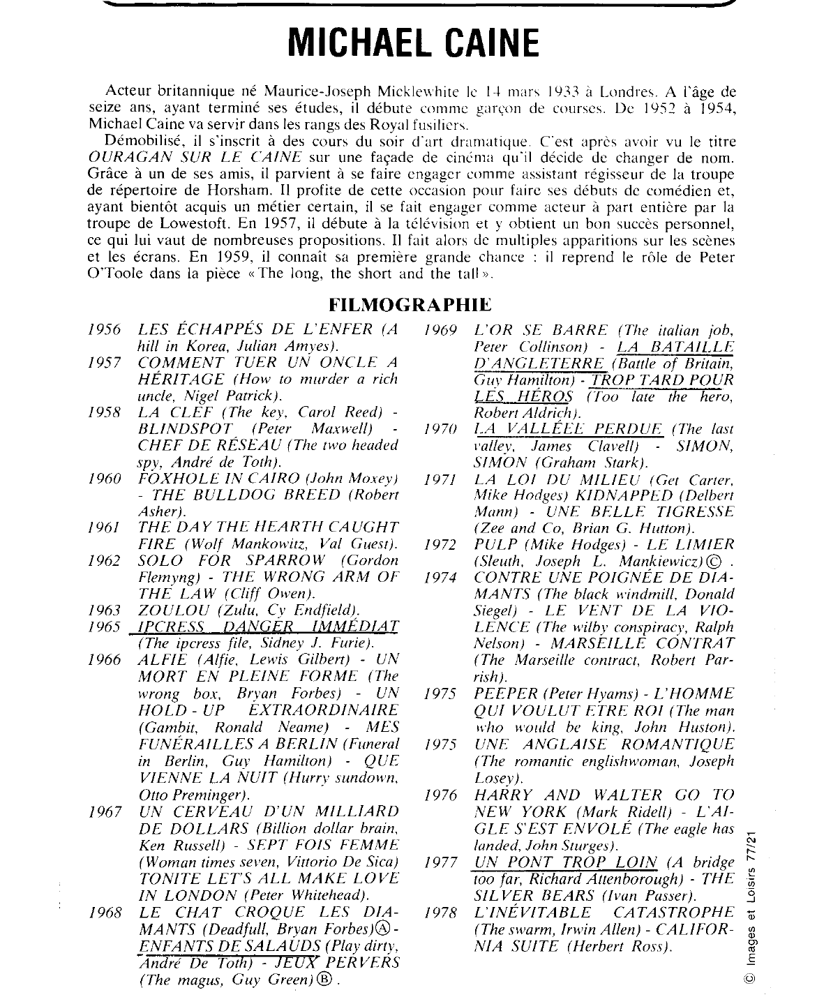 Prévisualisation du document MICHAEL CAINE