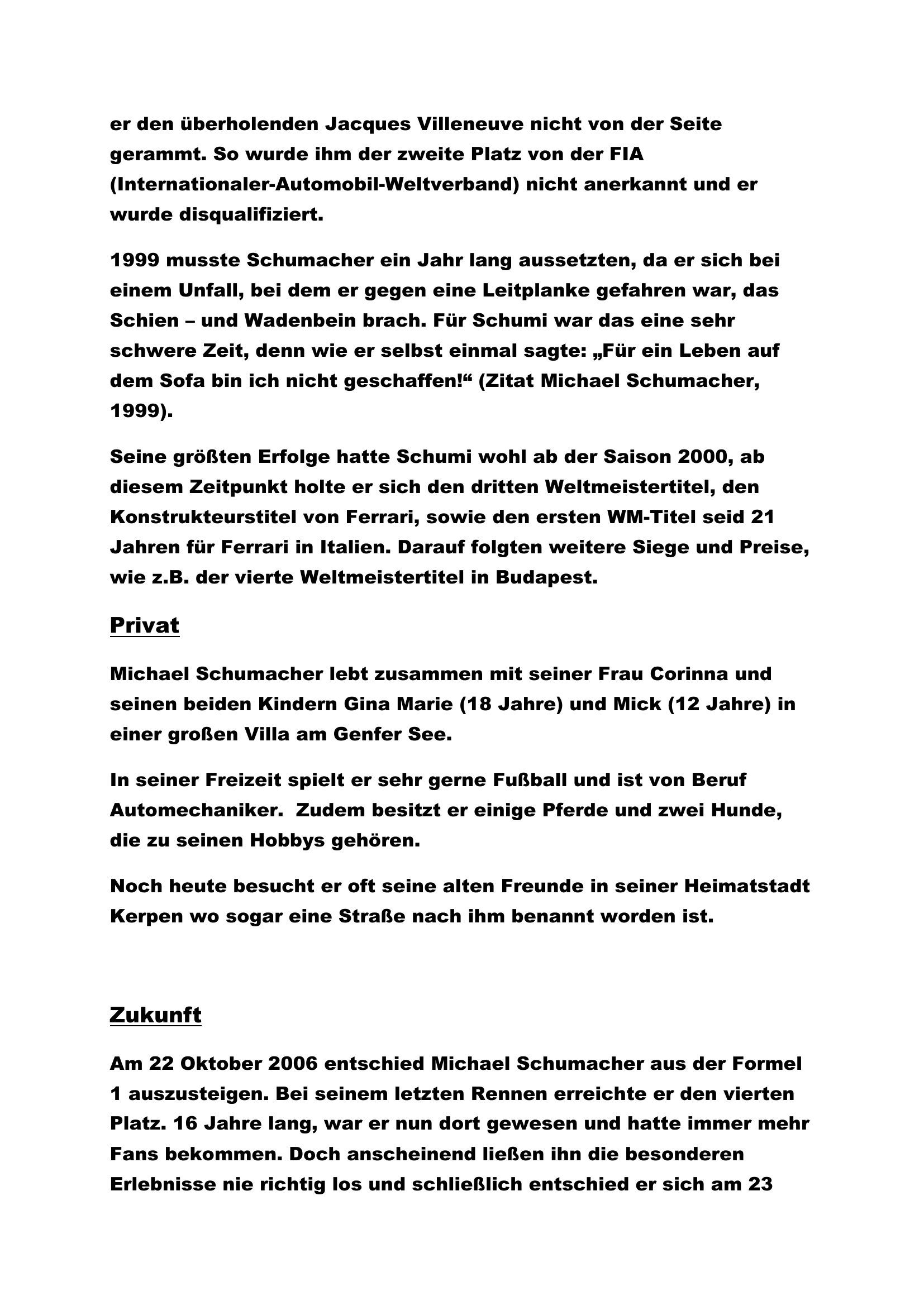 Prévisualisation du document Michael Schumacher (exposé en langue allemande)