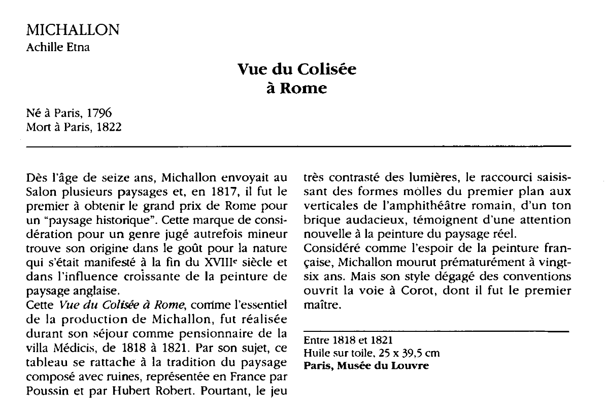 Prévisualisation du document MICHALLON Achille : Etna Vue du Colisée à Rome