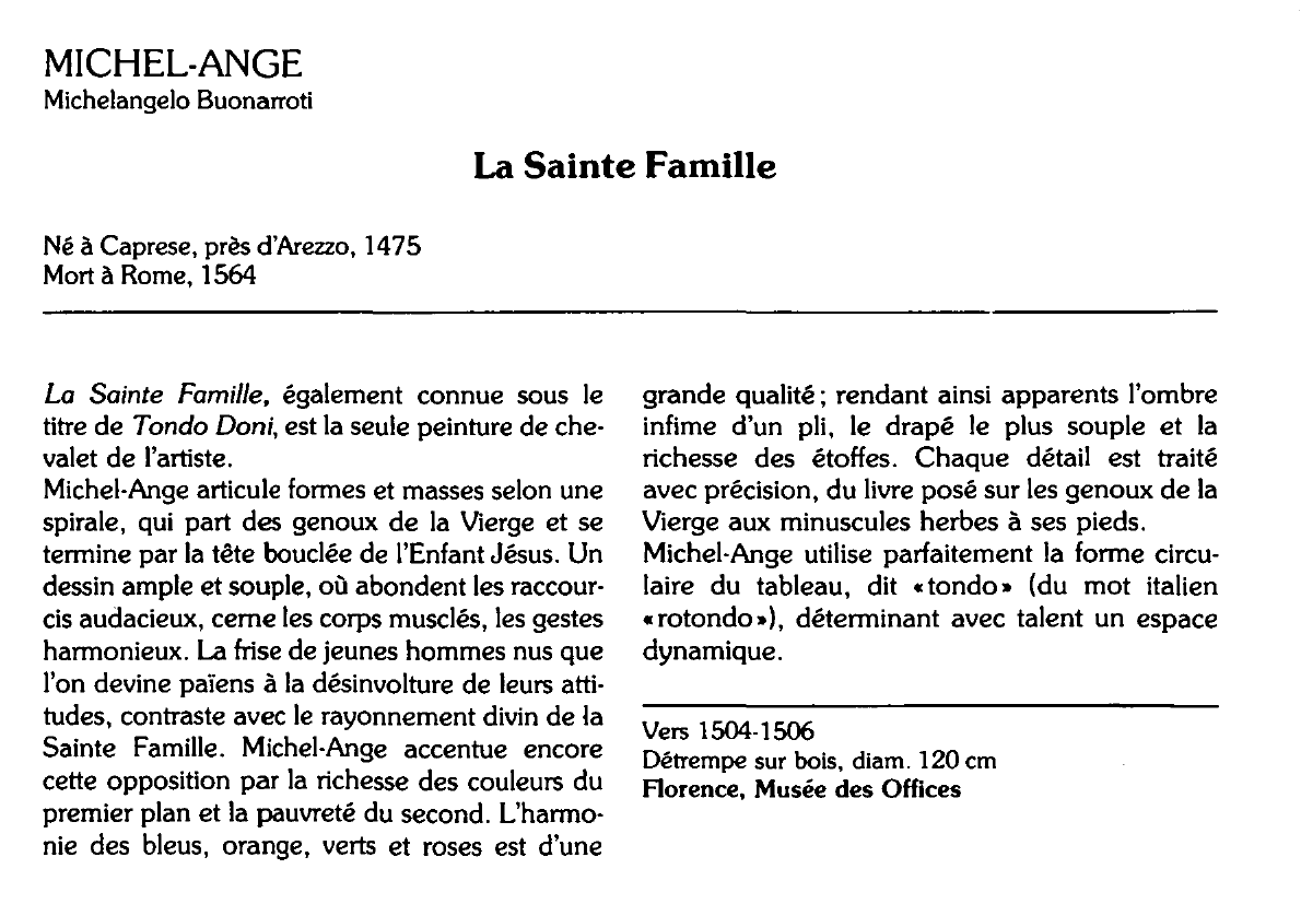 Prévisualisation du document MICHEL-ANGE : La Sainte Famille