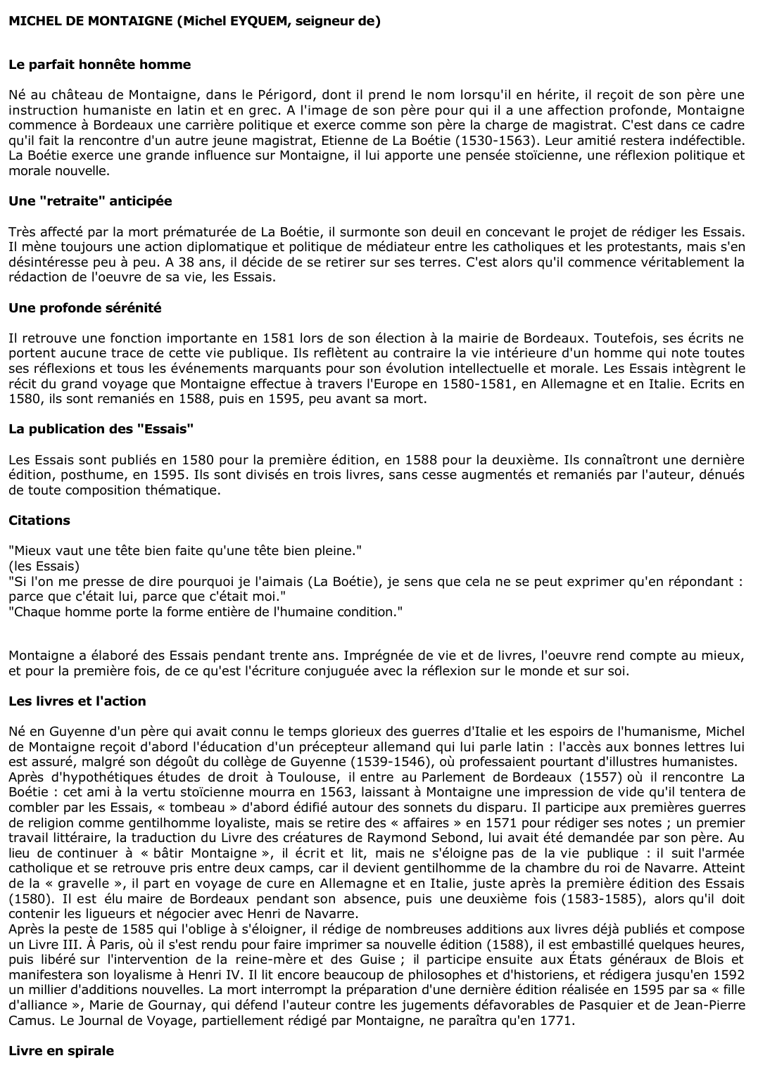 Prévisualisation du document 	MICHEL DE MONTAIGNE (Michel EYQUEM, seigneur de)
