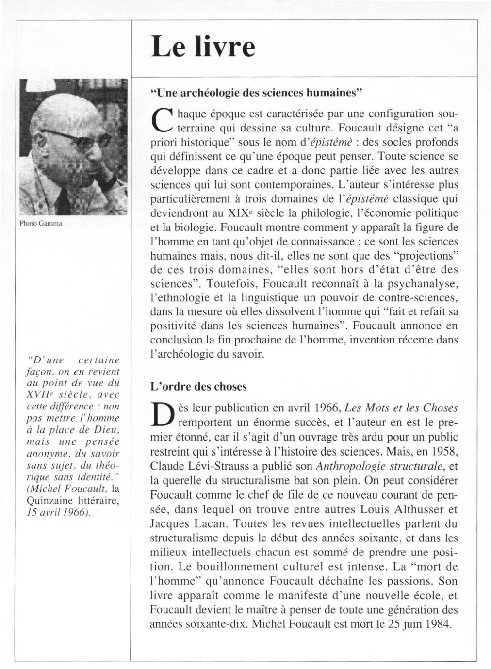 Prévisualisation du document Michel FOUCAULT : Les Mots et les Choses