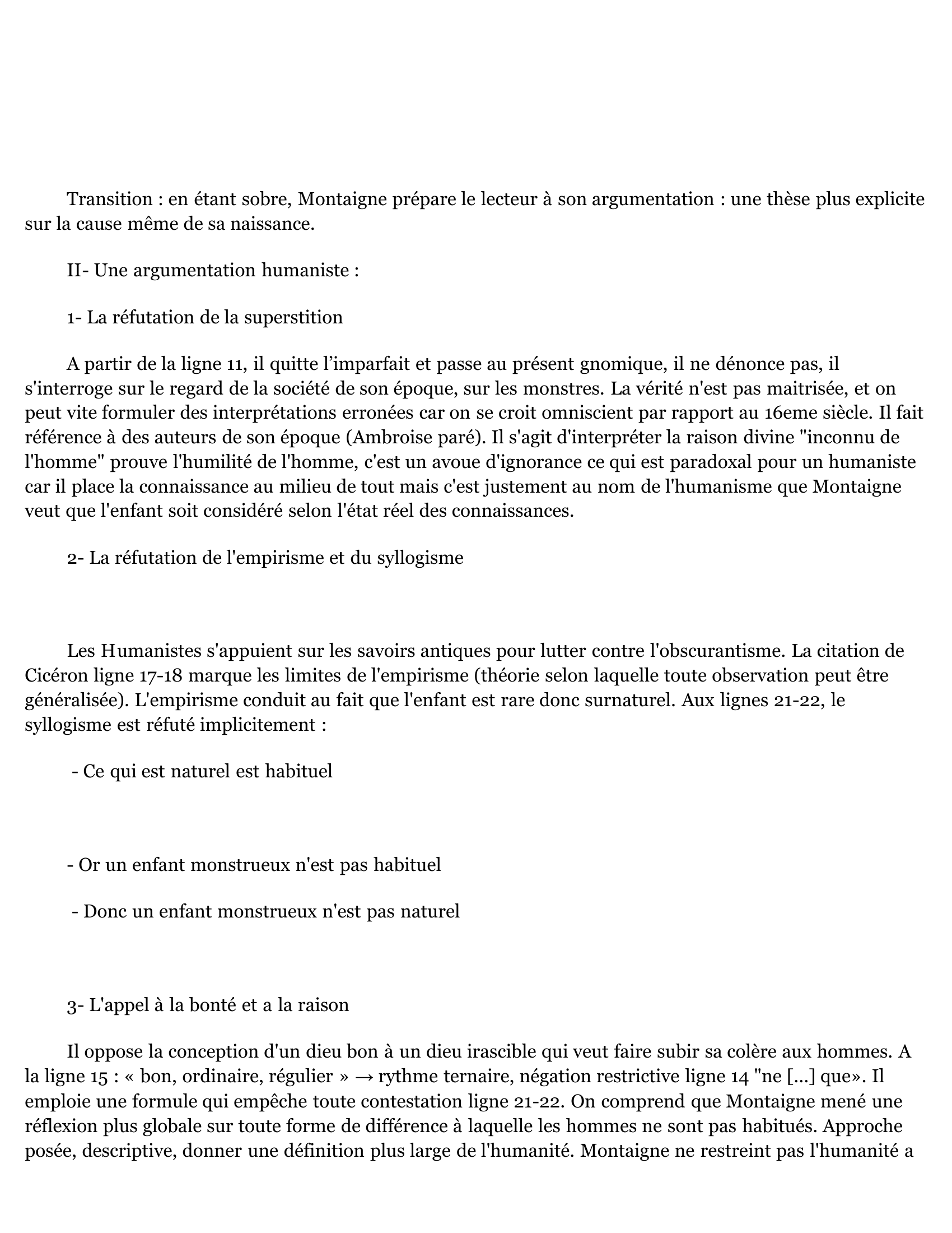 Prévisualisation du document Michel Montaigne, Les Essais, Livre II, chapitre 30, « Au sujet d’un enfant monstrueux »