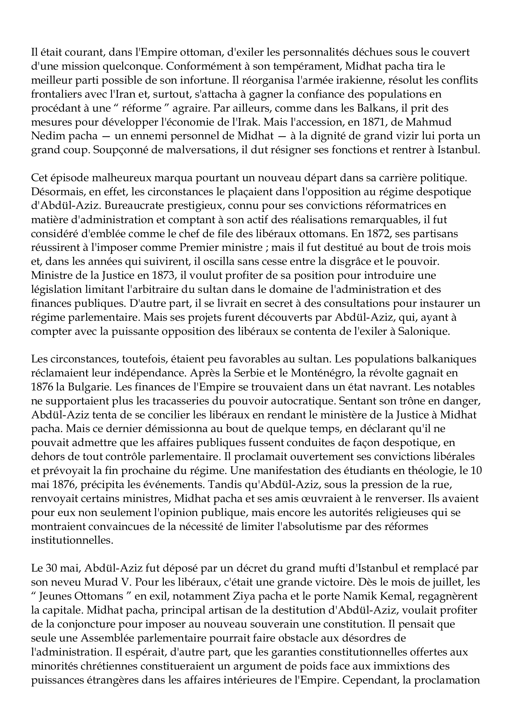 Prévisualisation du document Midhat pacha
1822-1884
Midhat pacha, le père de la Constitution ottomane de 1876, fut, en son temps, une des
figures les plus célèbres du Proche-Orient.