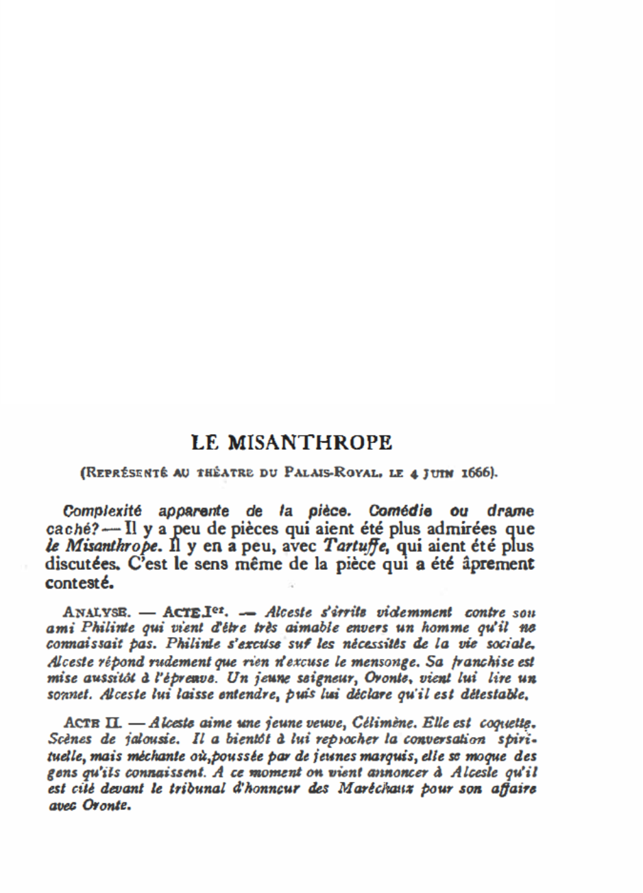 Prévisualisation du document Misanthrope, le [Molière] - fiche de lecture.