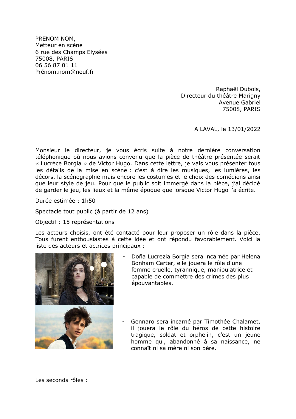 Prévisualisation du document Mise en scène Lucrèce Borgia