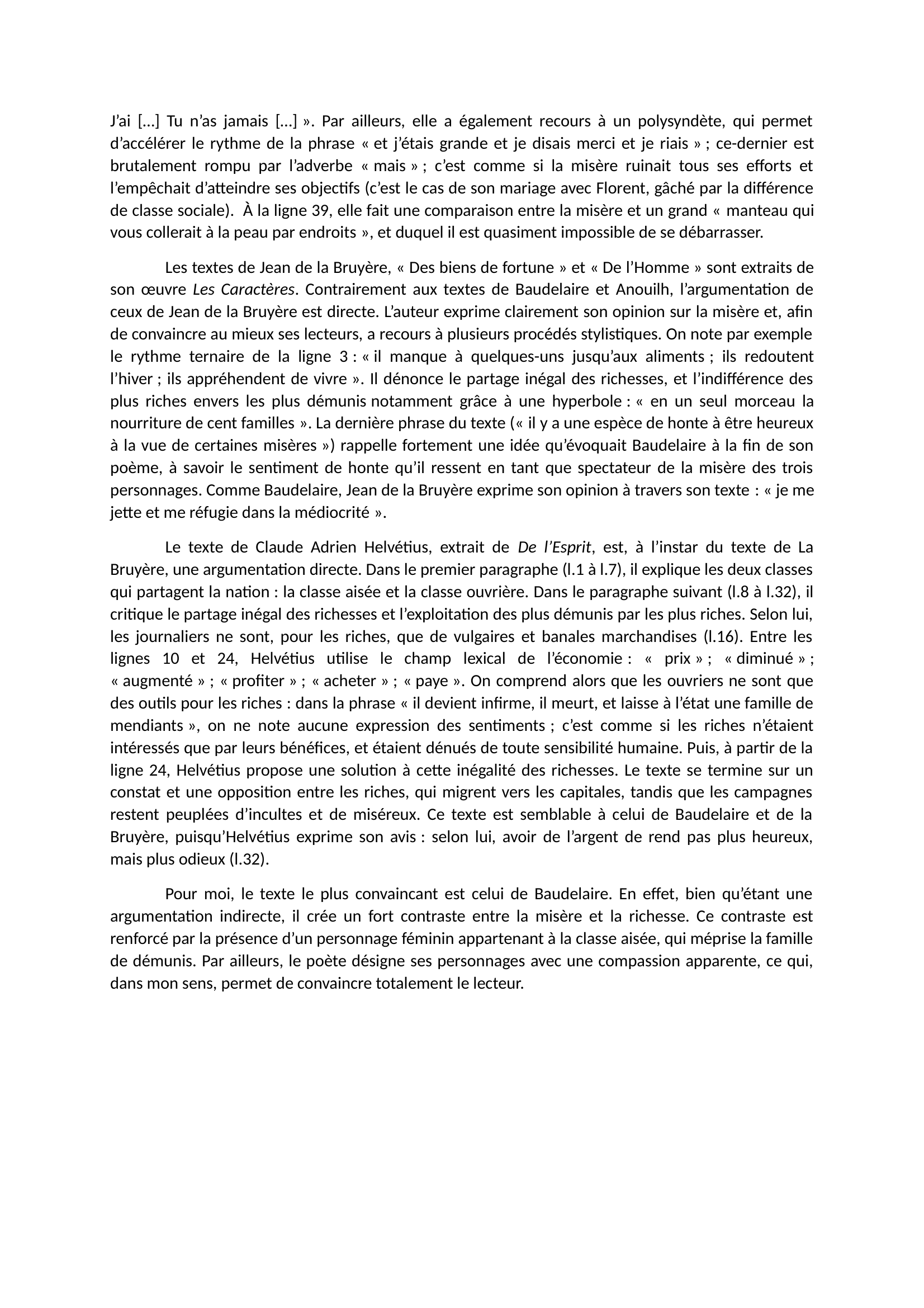 Prévisualisation du document Misère d’hier et d’aujourd’hui : « Les Caractères » ; « De l’esprit » ; « Petits poèmes en prose » et « La Sauvage »