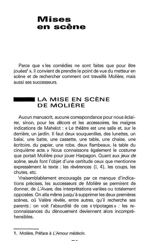 Prévisualisation du document Mises en scène de L'Avare de Molière