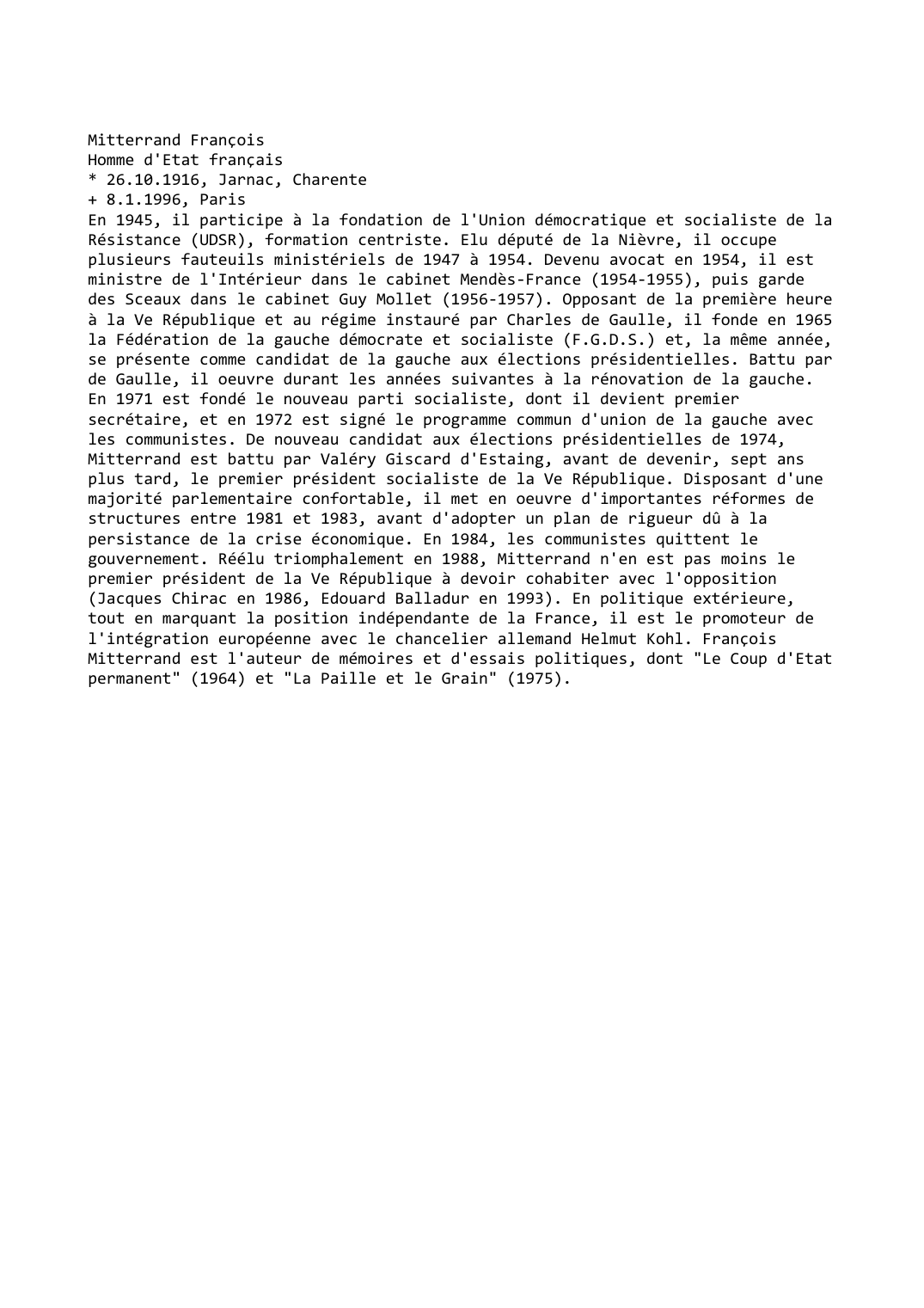 Prévisualisation du document Mitterrand François