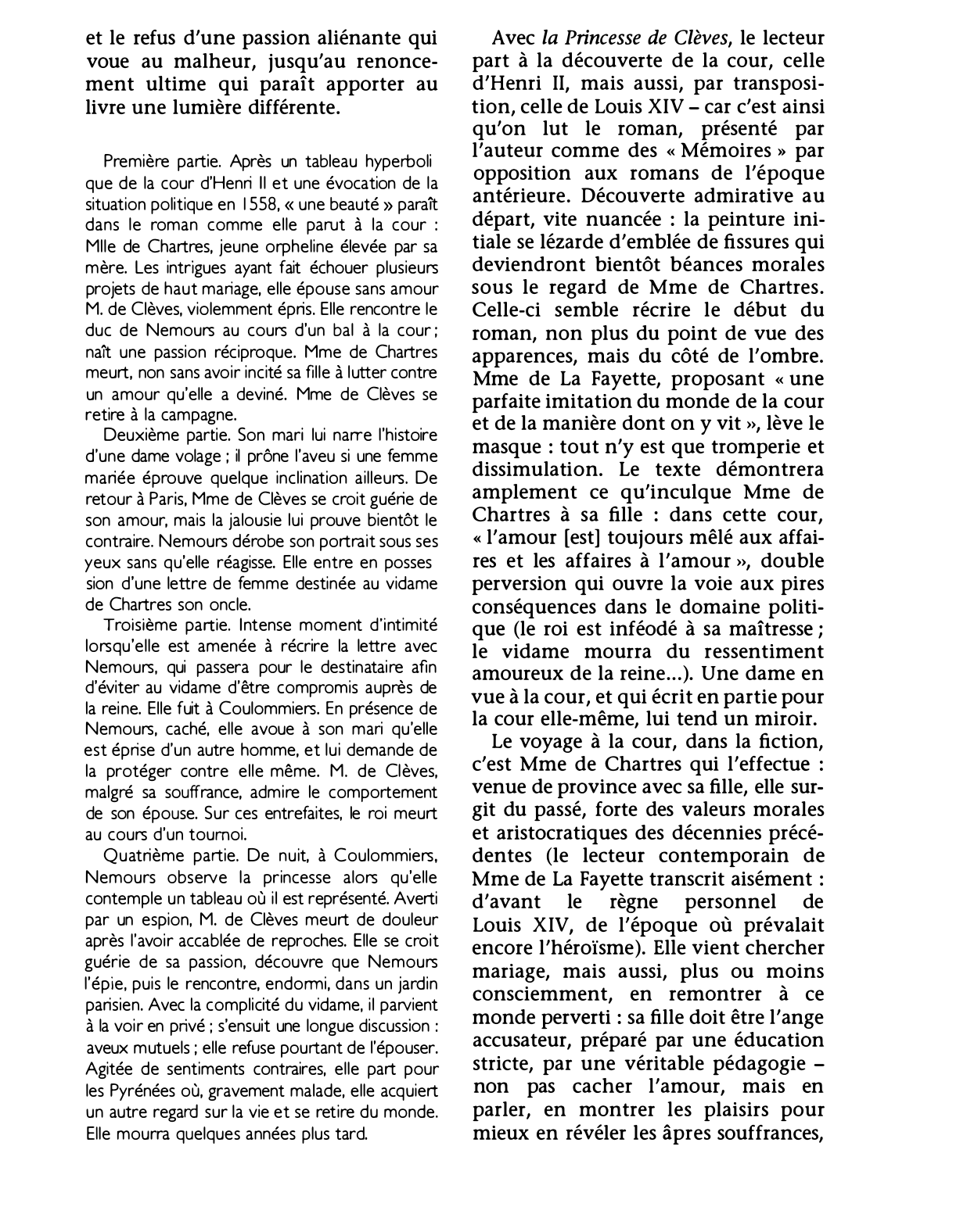 Prévisualisation du document Mme de La Fayette : PRINCESSE DE CLÈVES (la) (résumé et analyse de l'oeuvre)