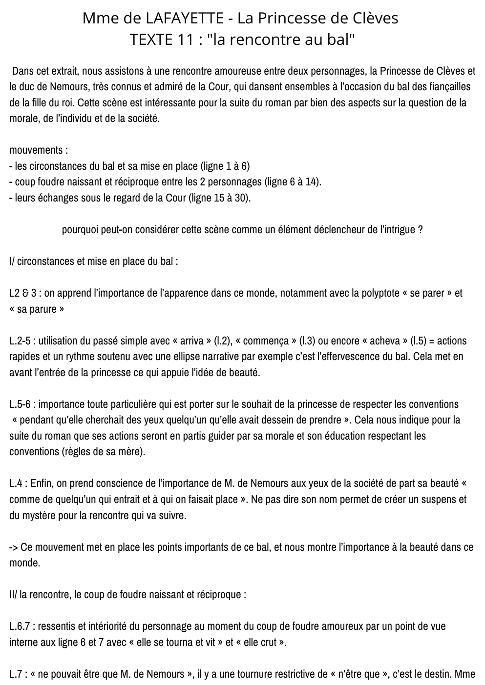 Prévisualisation du document Mme de LAFAYETTE - La Princesse de Clèves TEXTE 11 : "la rencontre au bal"