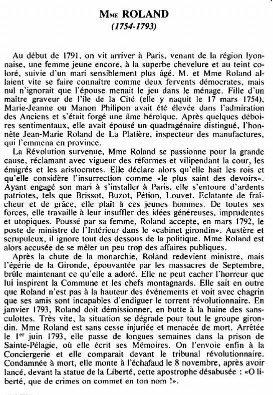 Prévisualisation du document MME ROLAND(1754- 1793) - BIOGRAPHIE.