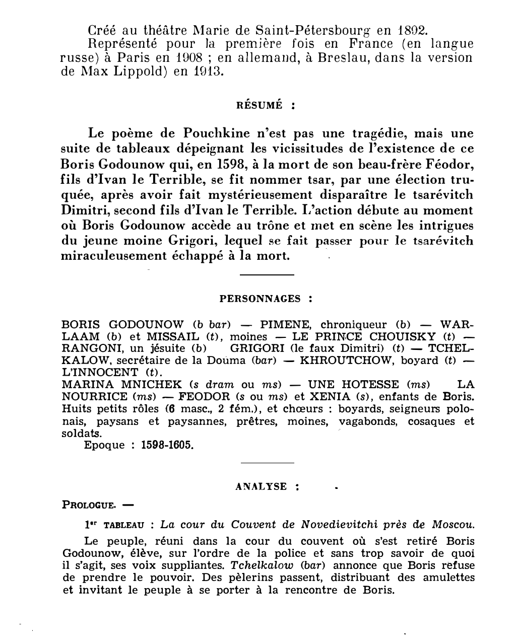 Prévisualisation du document Modeste MOUSSORGSKY: BORIS GODOUNOW (résumé et analyse de l’œuvre – Répertoire lyrique)