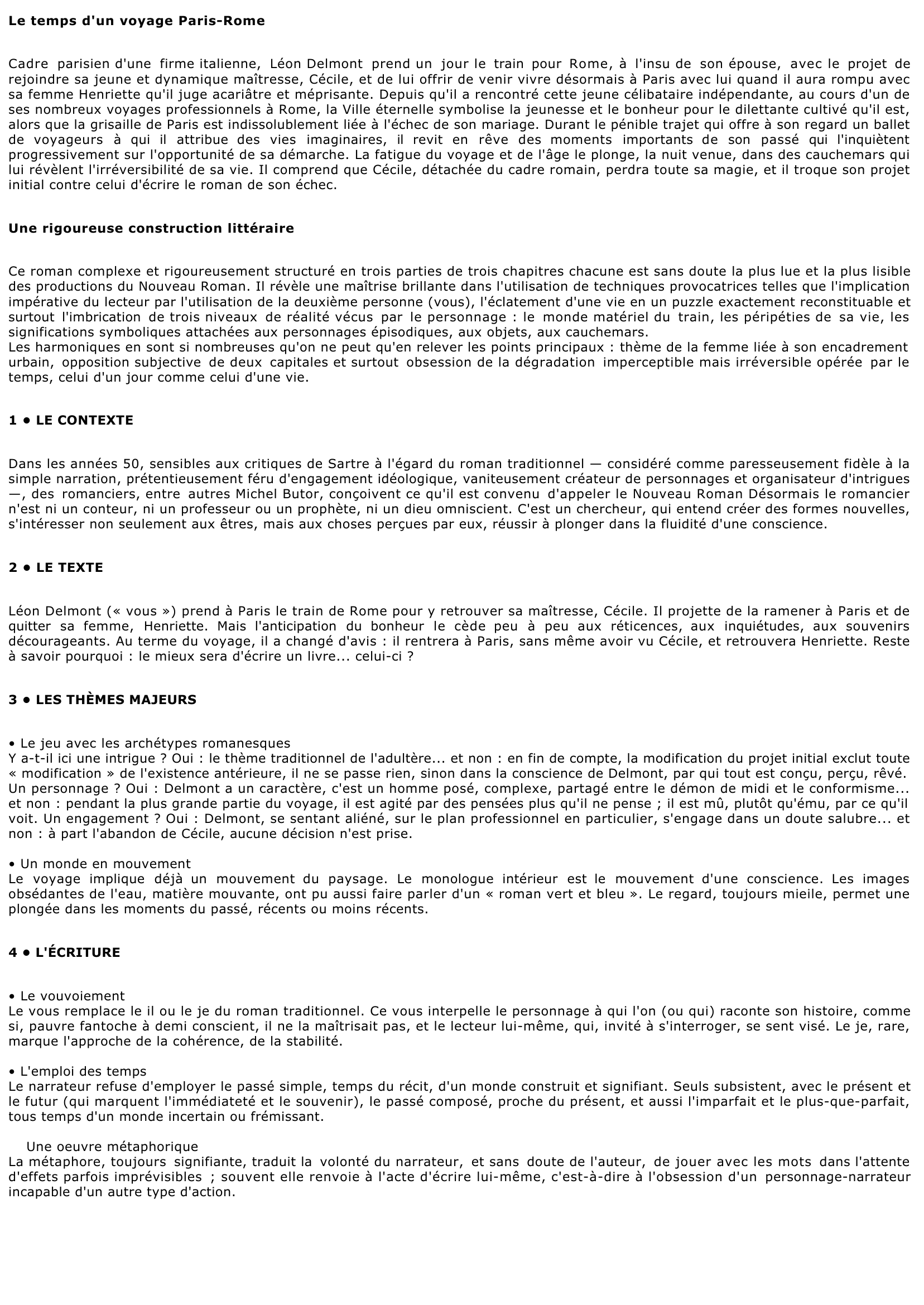 Prévisualisation du document MODIFICATION (La) de Michel Butor (résumé)