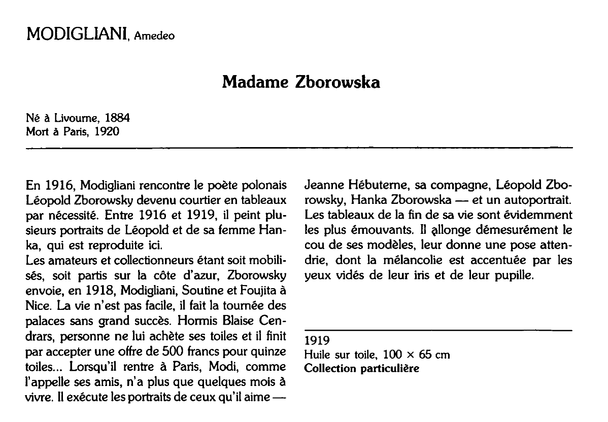 Prévisualisation du document MODIGLIANI, Amedeo : Madame Zborowska