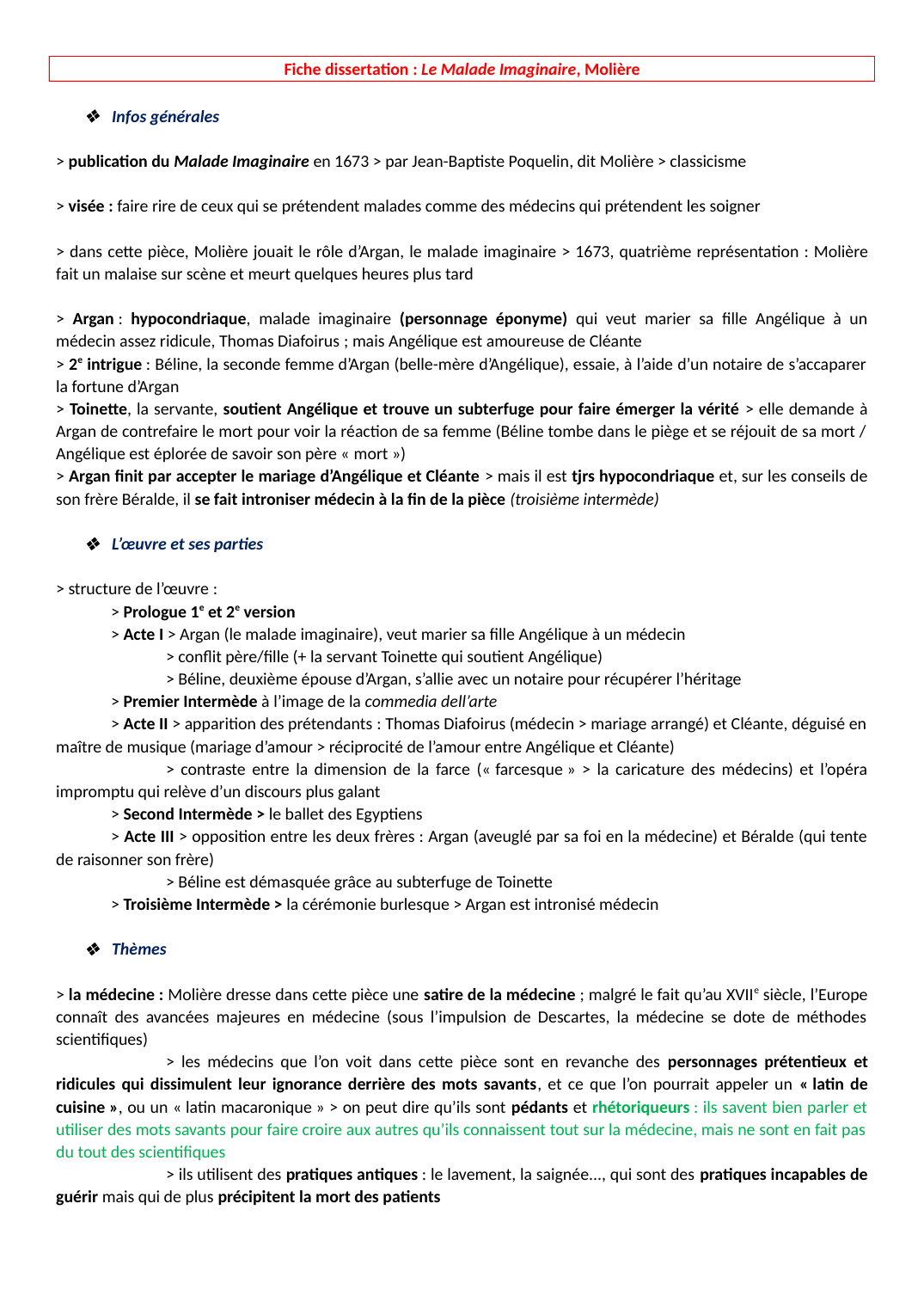 Prévisualisation du document Molière - Fiche Dissertation (Bac)