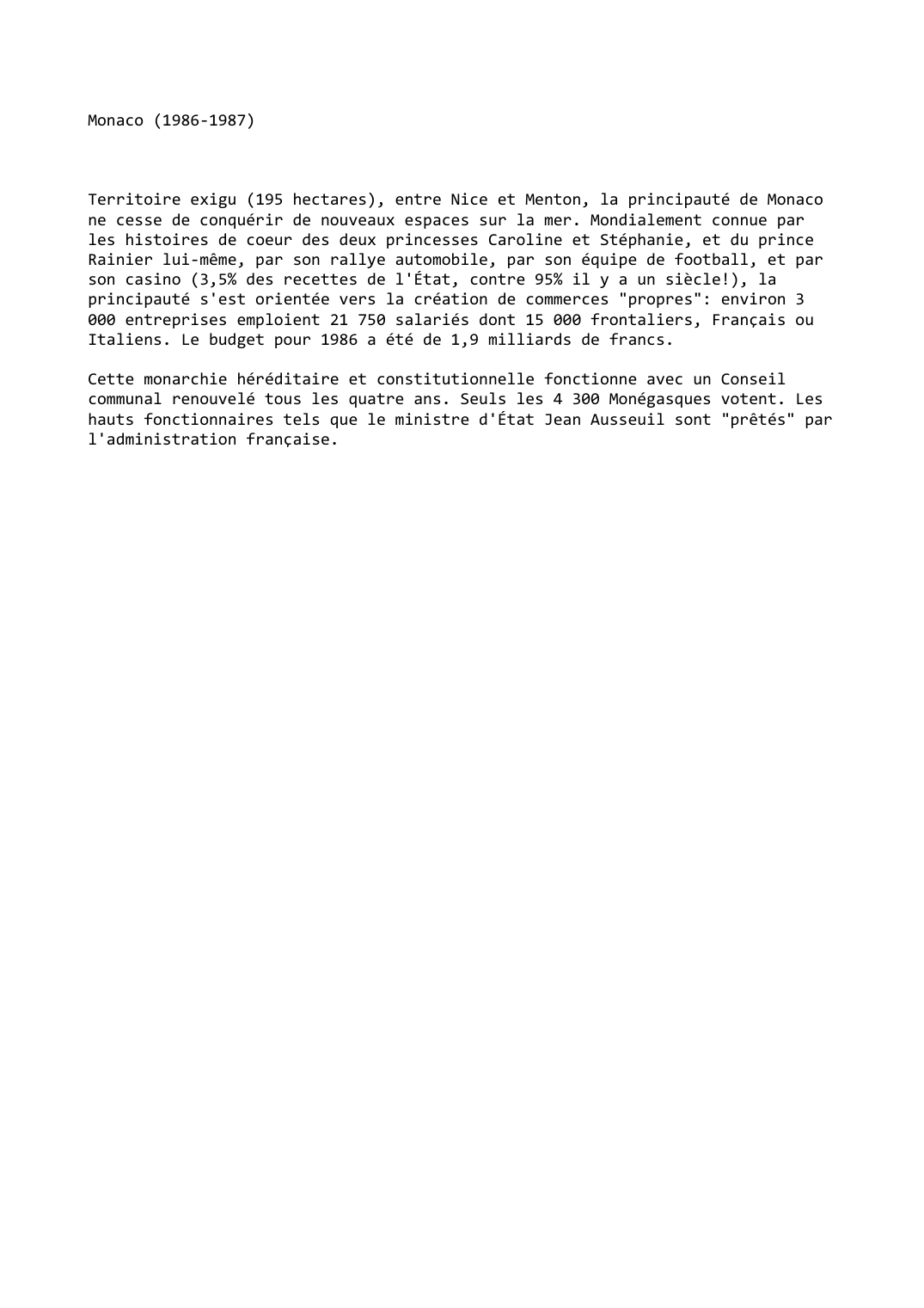 Prévisualisation du document Monaco (1986-1987)