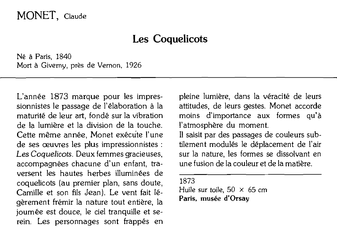 Prévisualisation du document MONET, Claude : Les Coquelicots