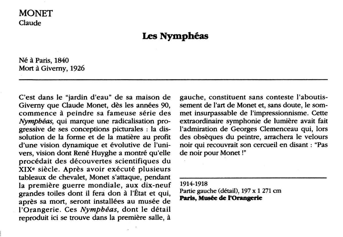 Prévisualisation du document MONET Claude : Les Nymphéas