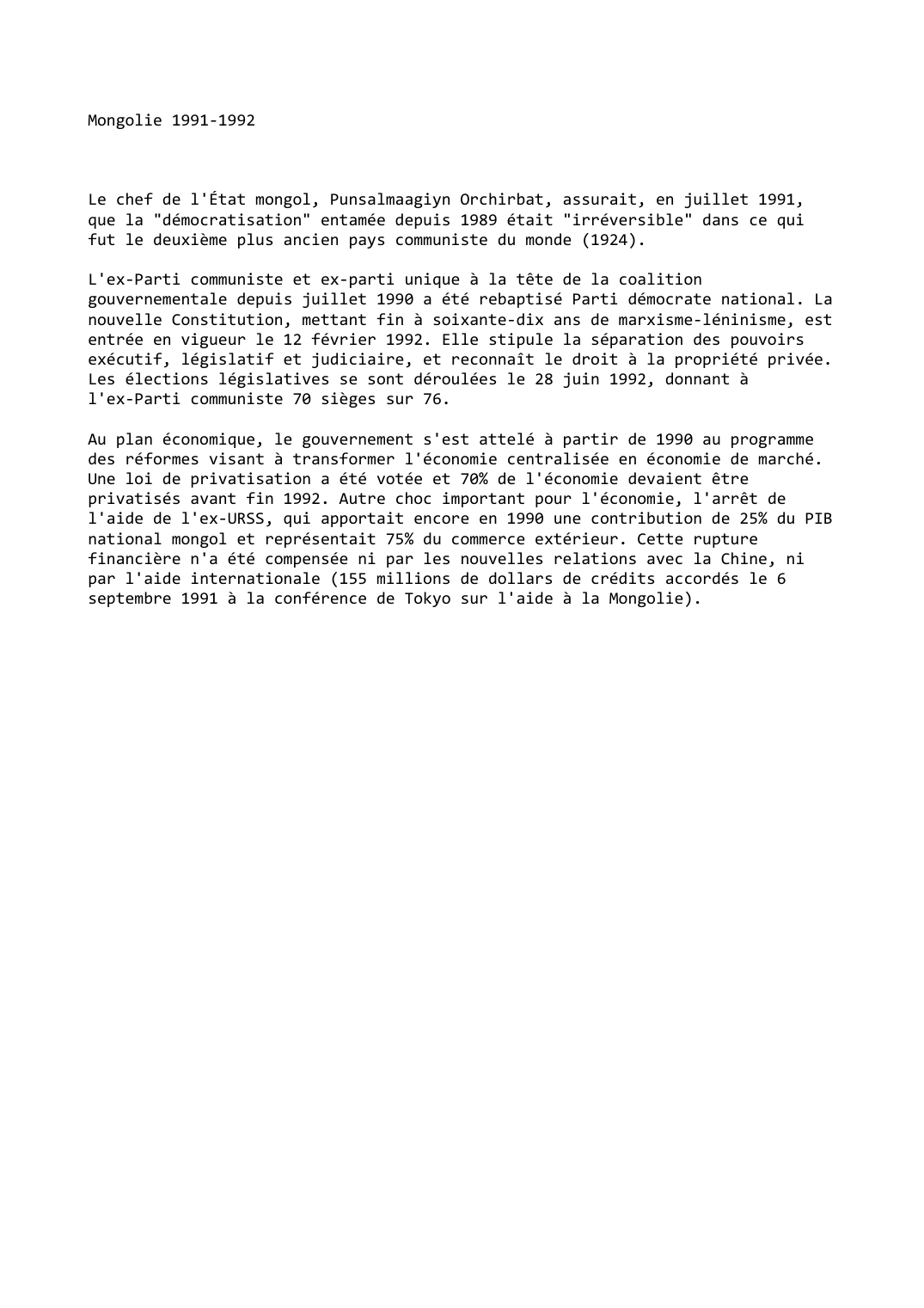 Prévisualisation du document Mongolie 1991-1992