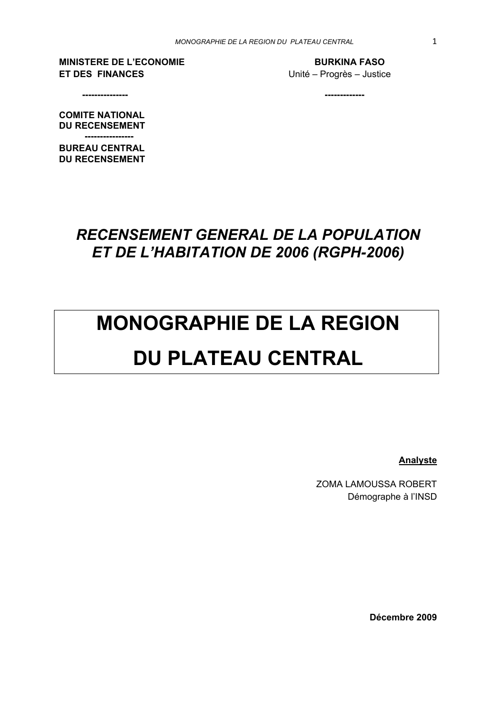 Prévisualisation du document Monographie du Plateau central